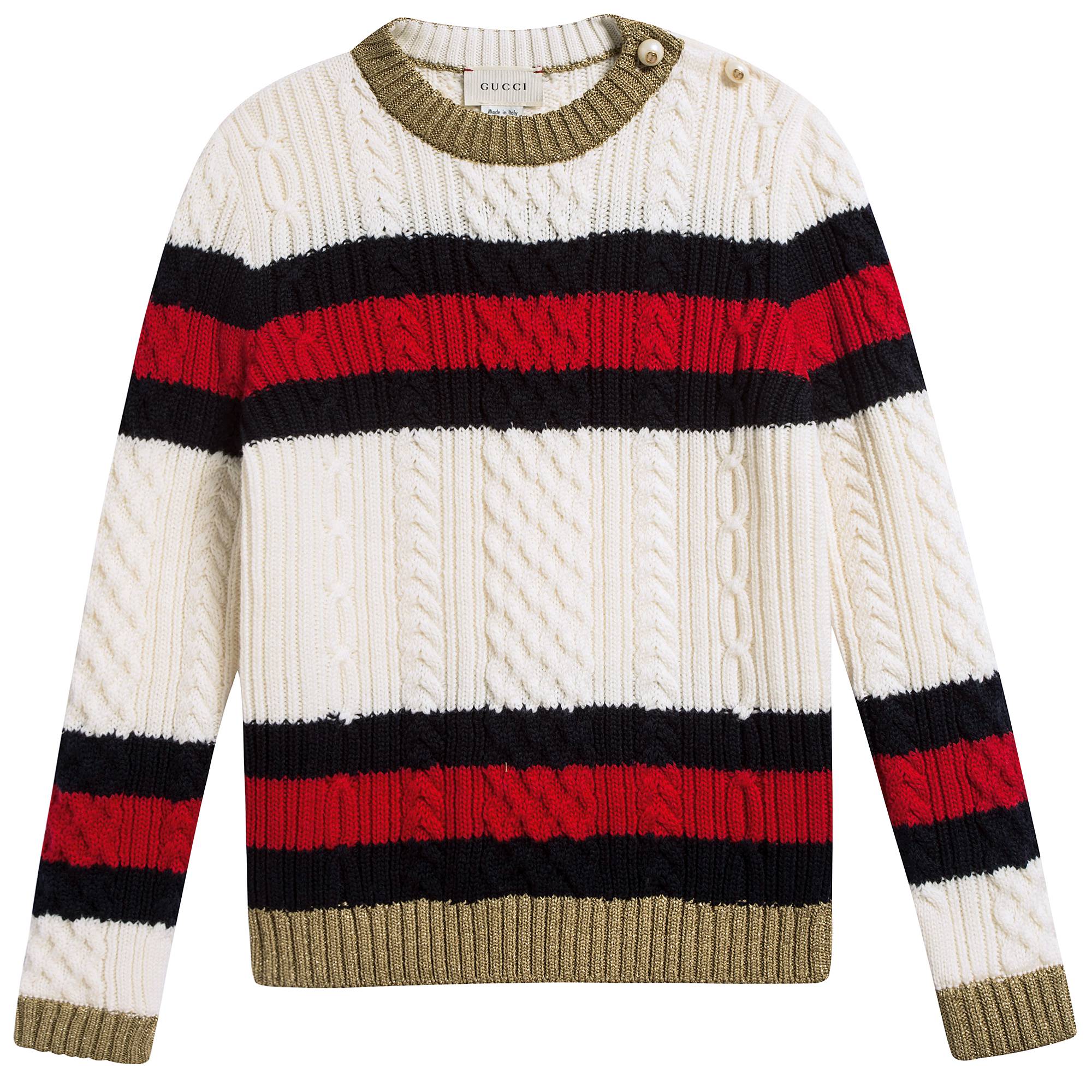 Girls White Cable Knit Sweater