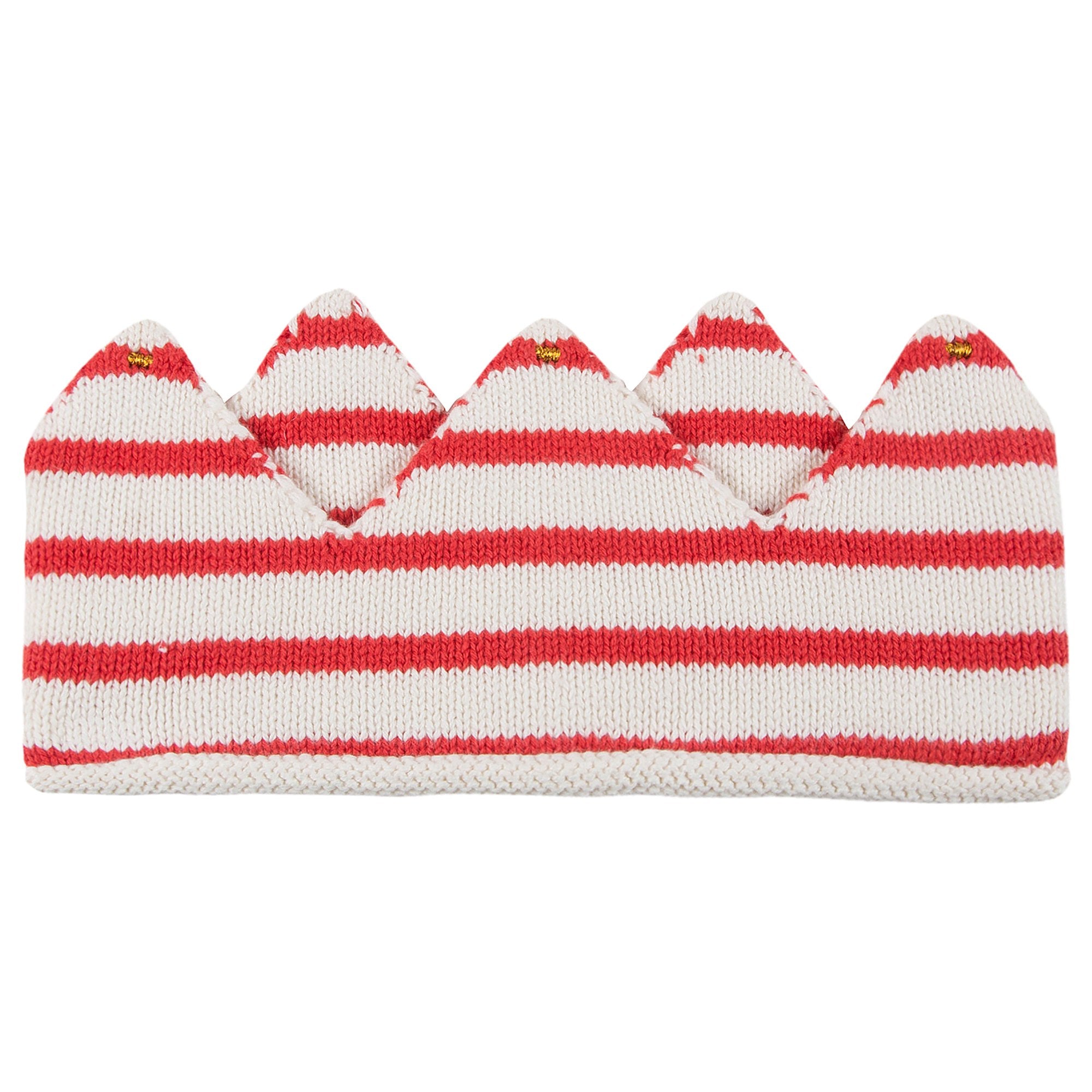 Baby Girls White & Red Stripes Cotton Crown