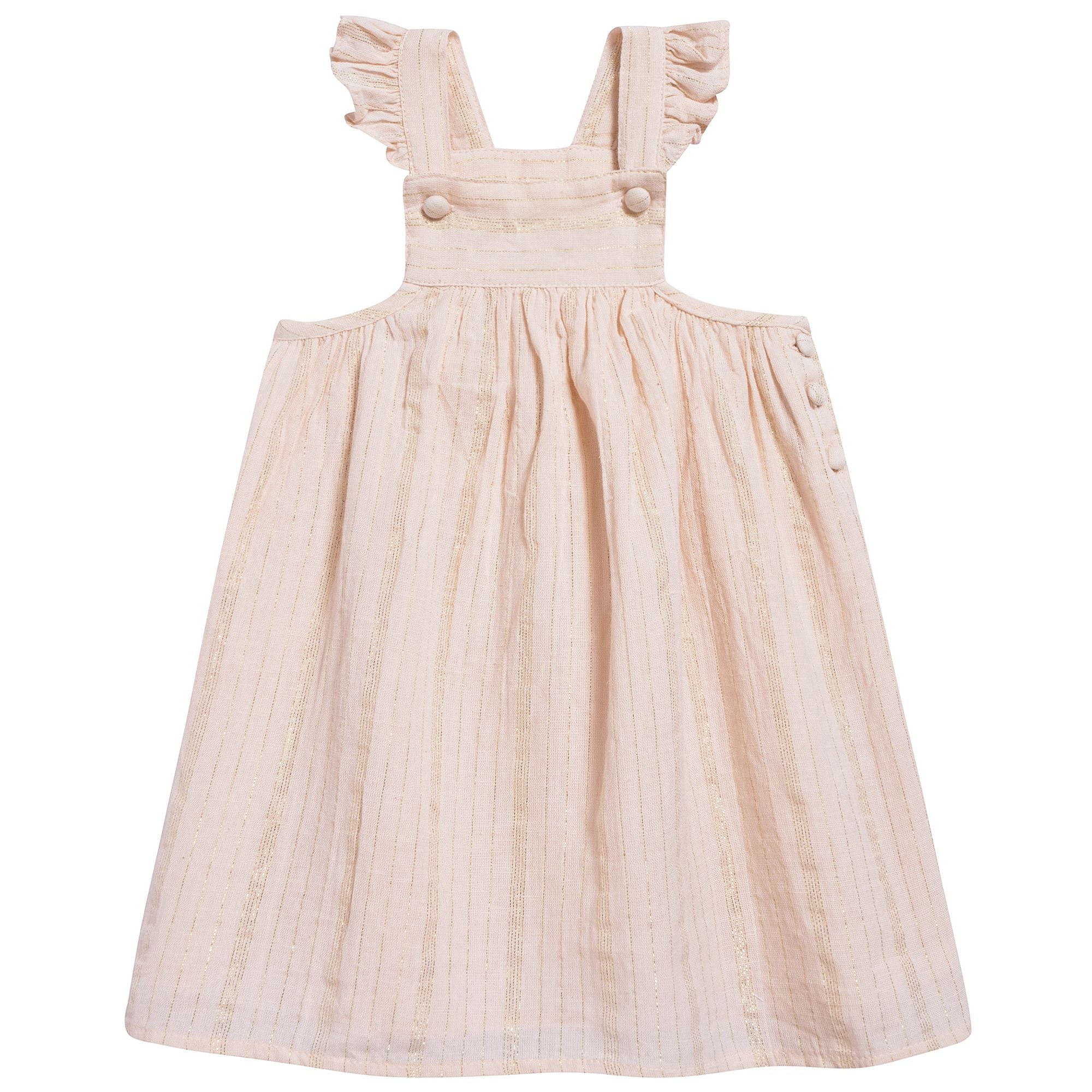 Girls Light Pink "Gold Lurex Stripes" Dress