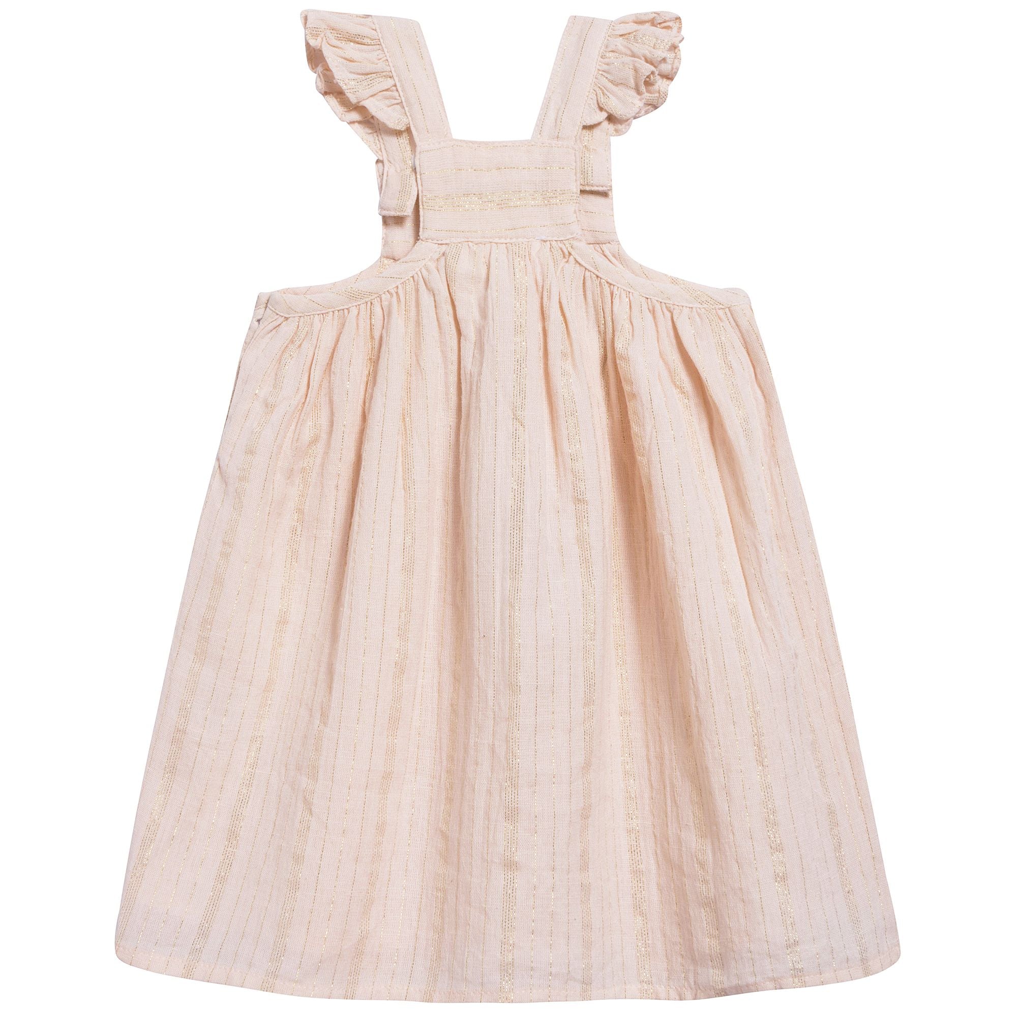Girls Light Pink "Gold Lurex Stripes" Dress