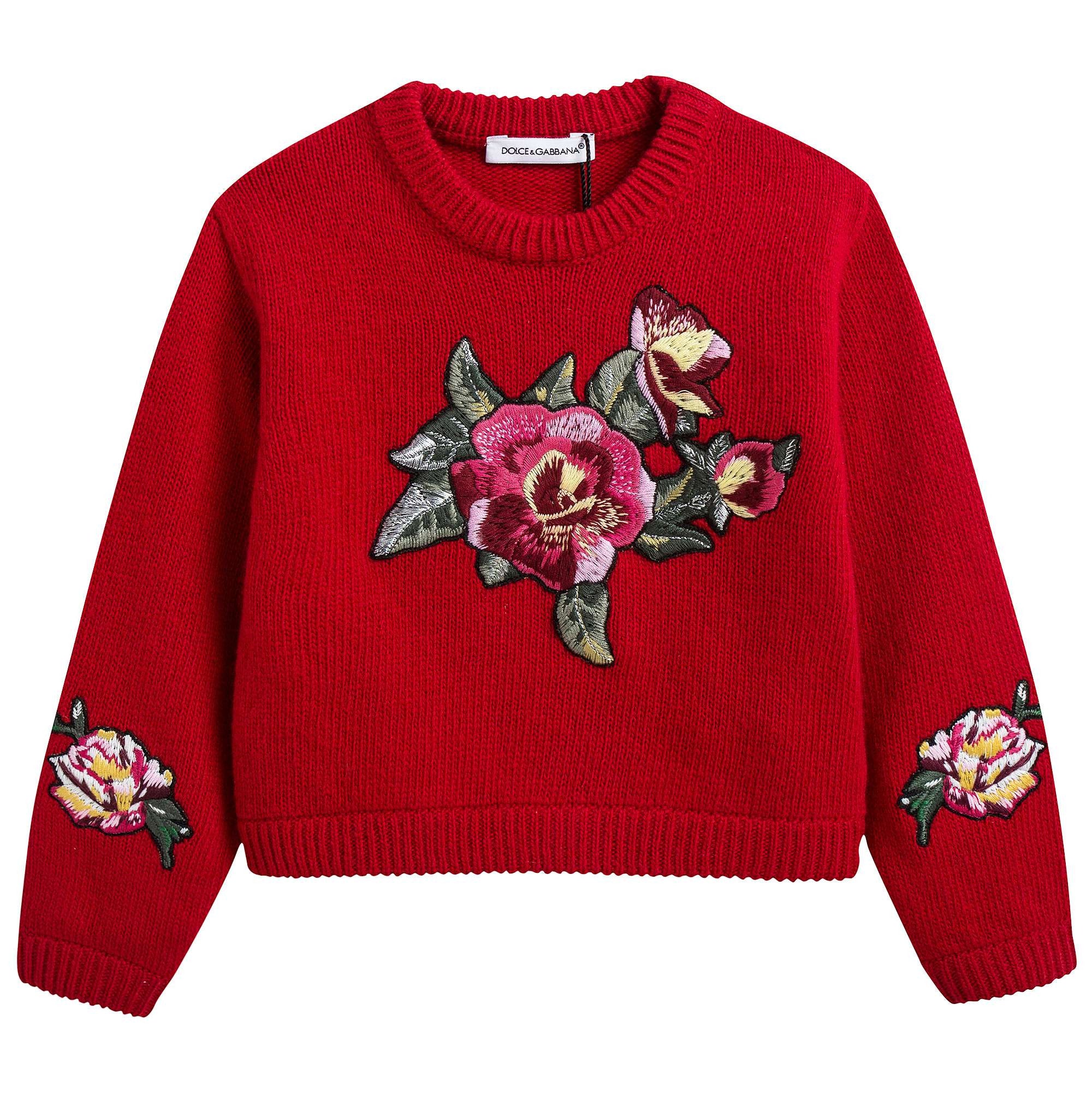 Baby Girls Red Rose Sweater