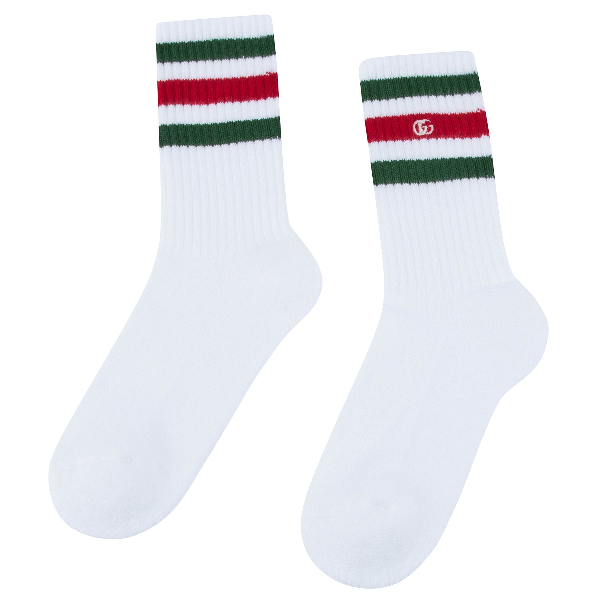 Girls & Boys White & Dark Green Socks