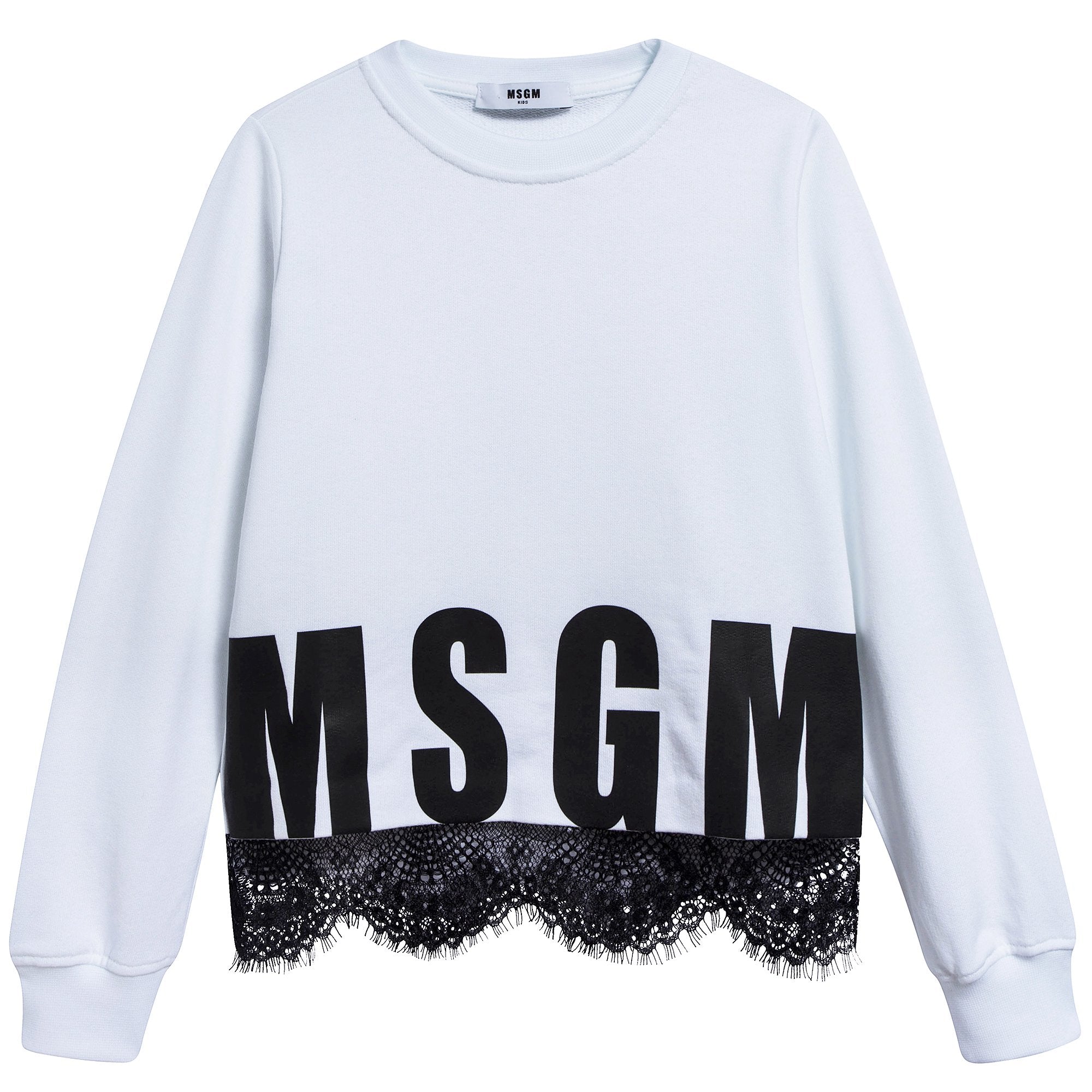 Girls White Logo Cotton Sweatshirt