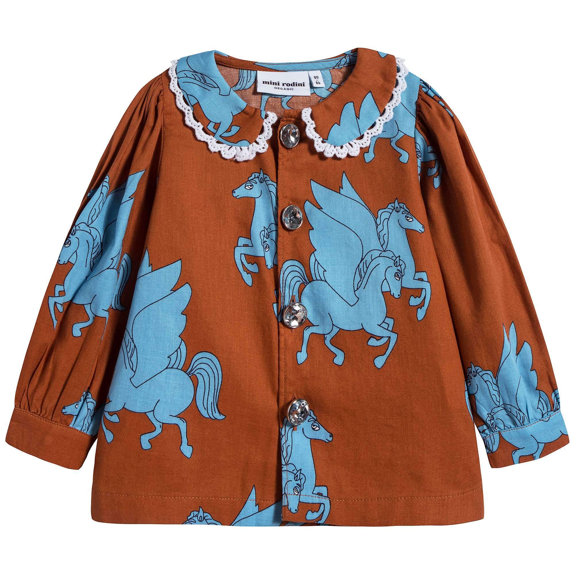 Girls Brown Cotton Blouse