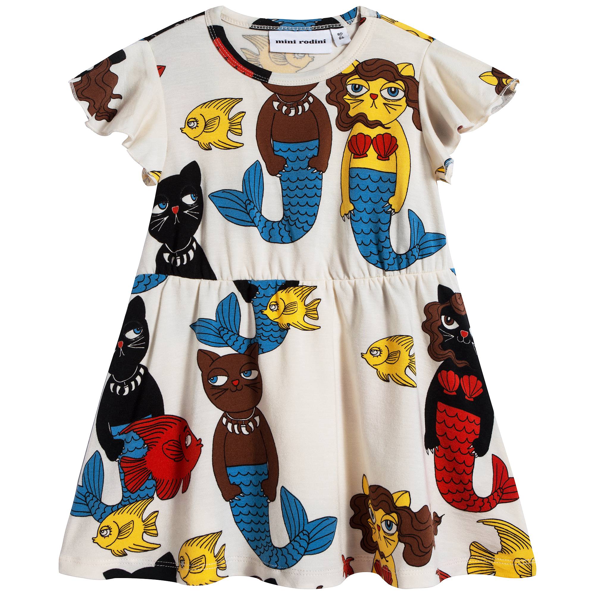 Girls Off White Cat Mermaid Dress