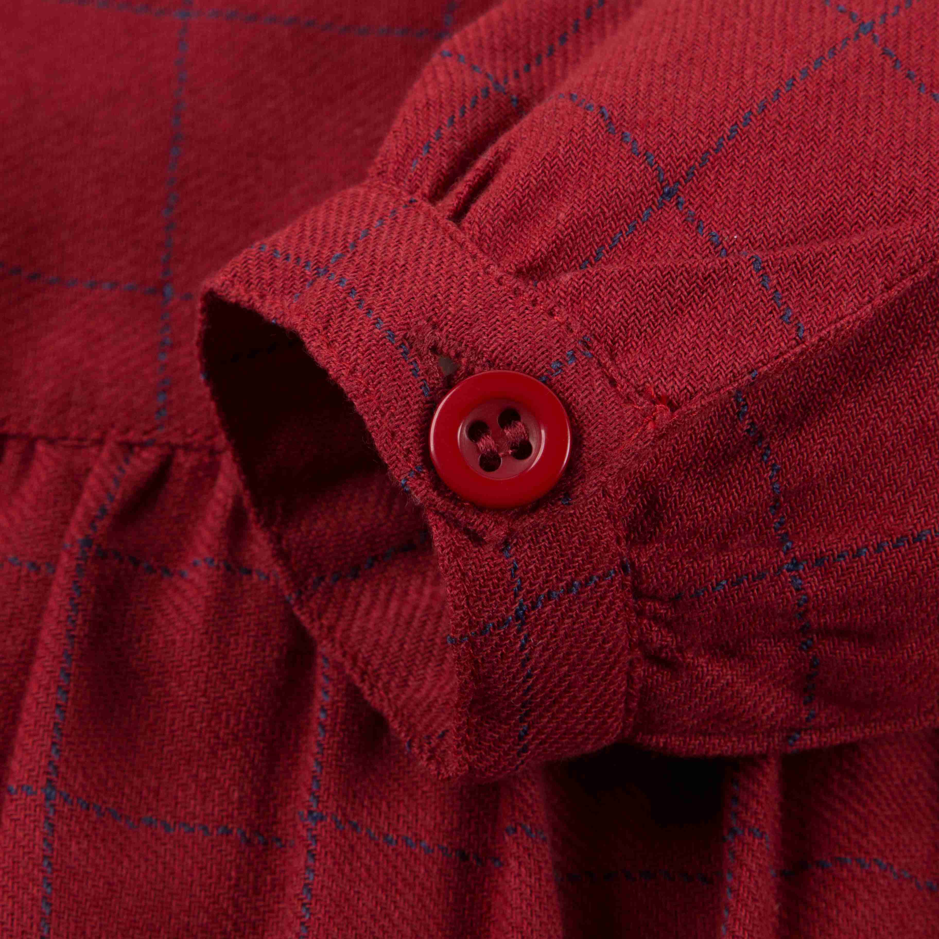 Girls Red Check Cotton Dress