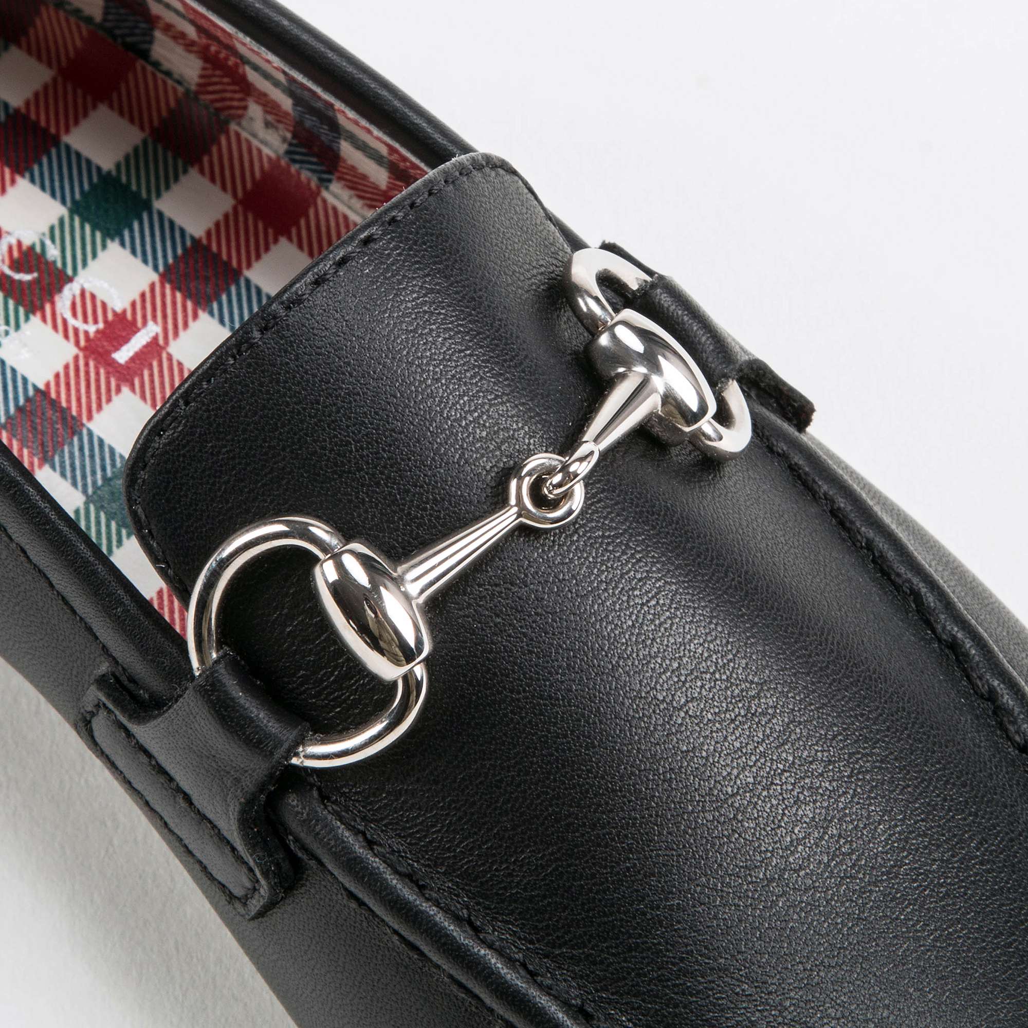 Girls Black Leather Horsebit Loafers