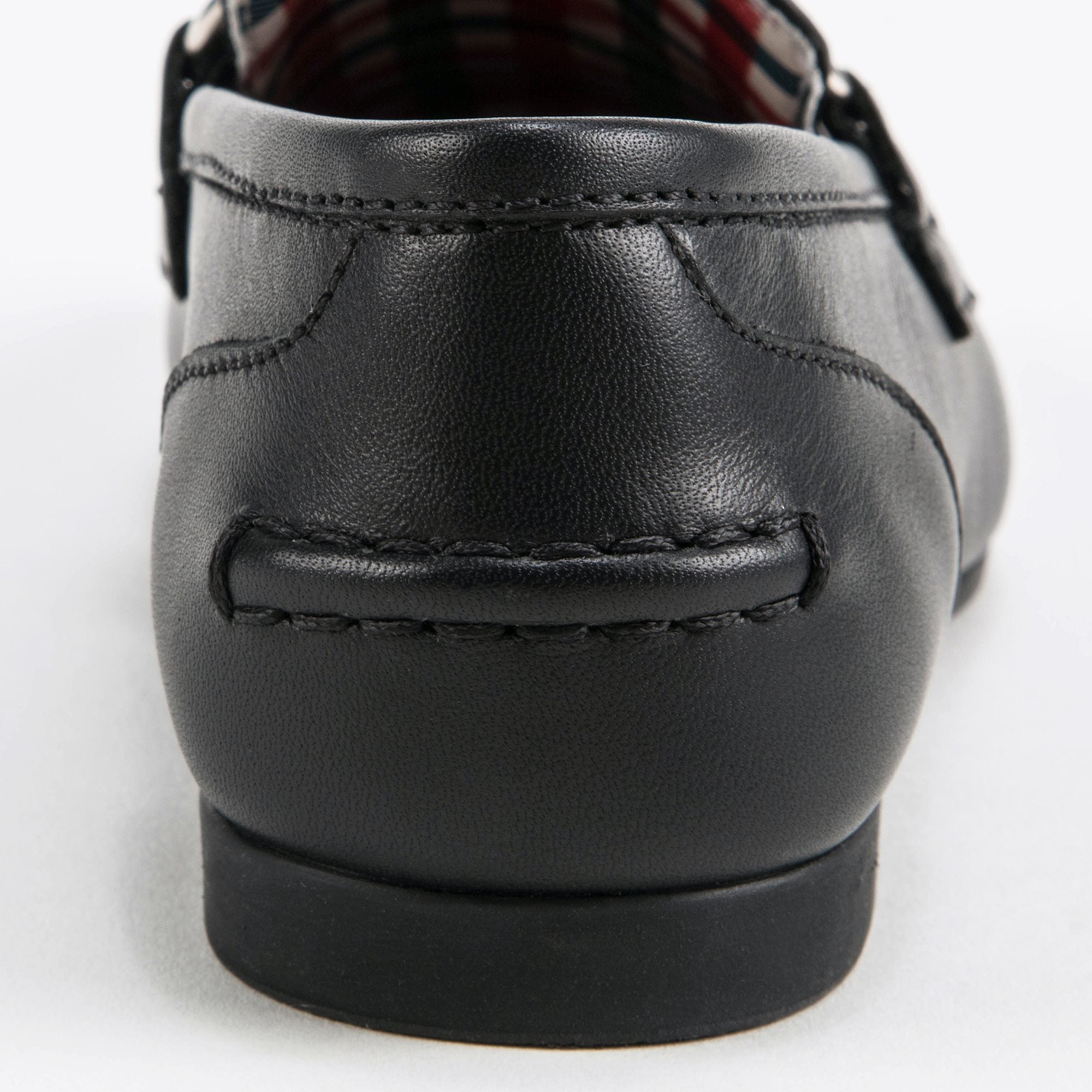 Girls Black Leather Horsebit Loafers