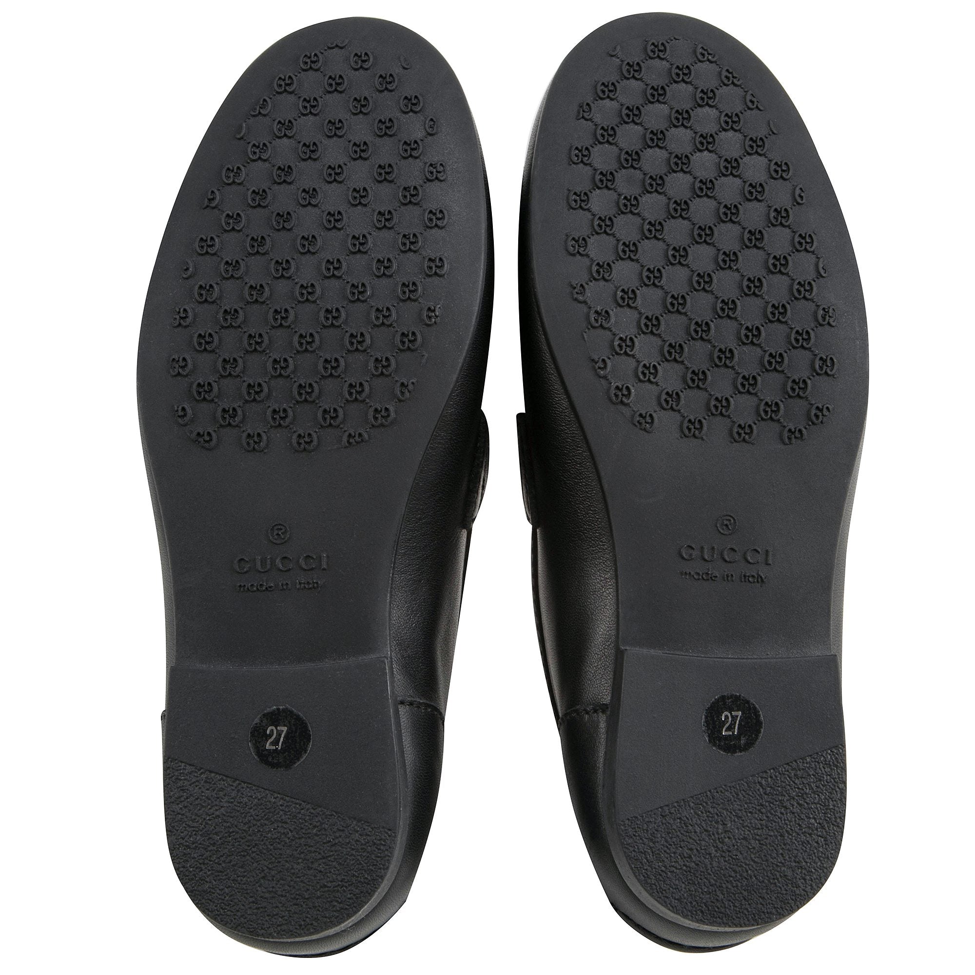 Girls Black Leather Horsebit Loafers