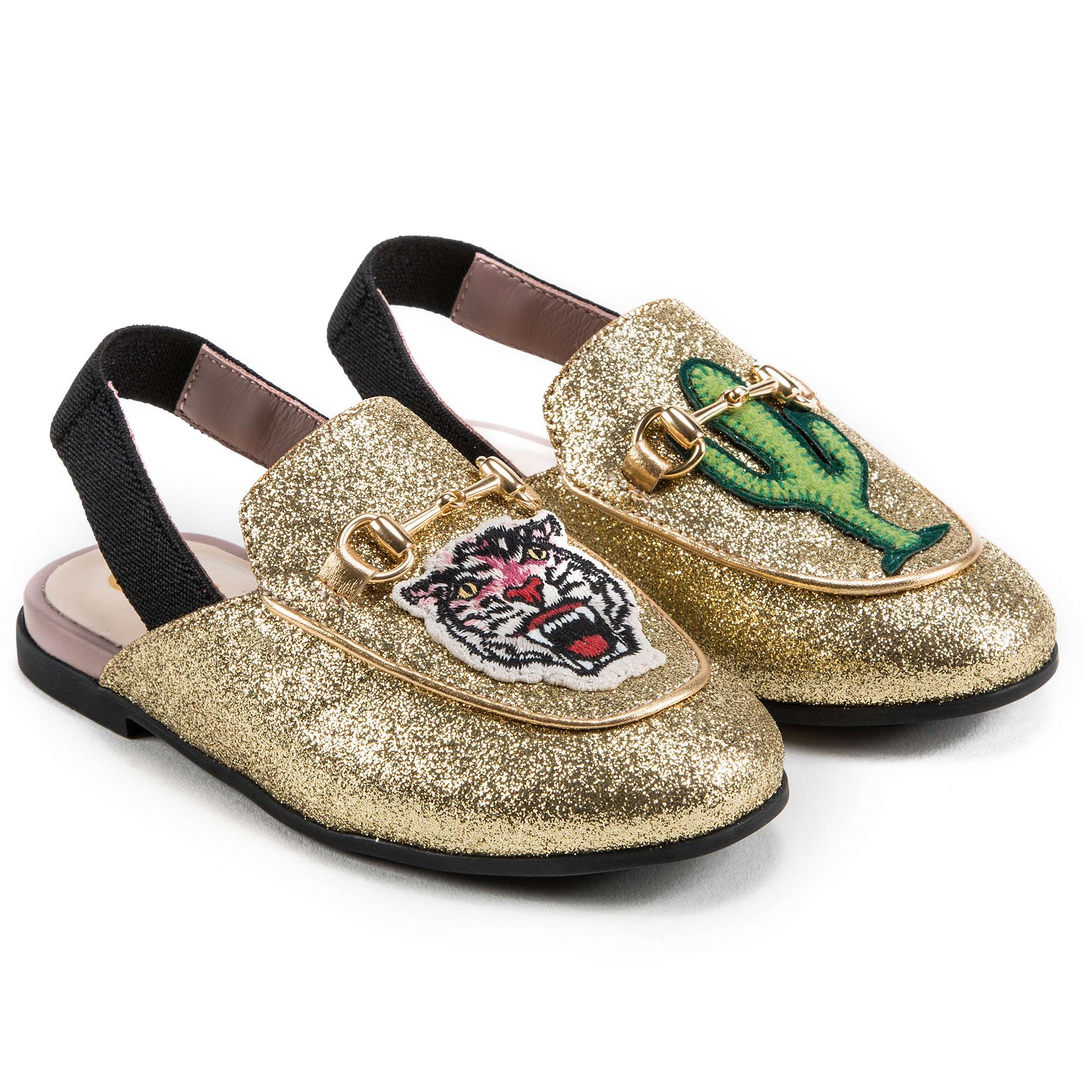 Girls Golden Printed Shoes