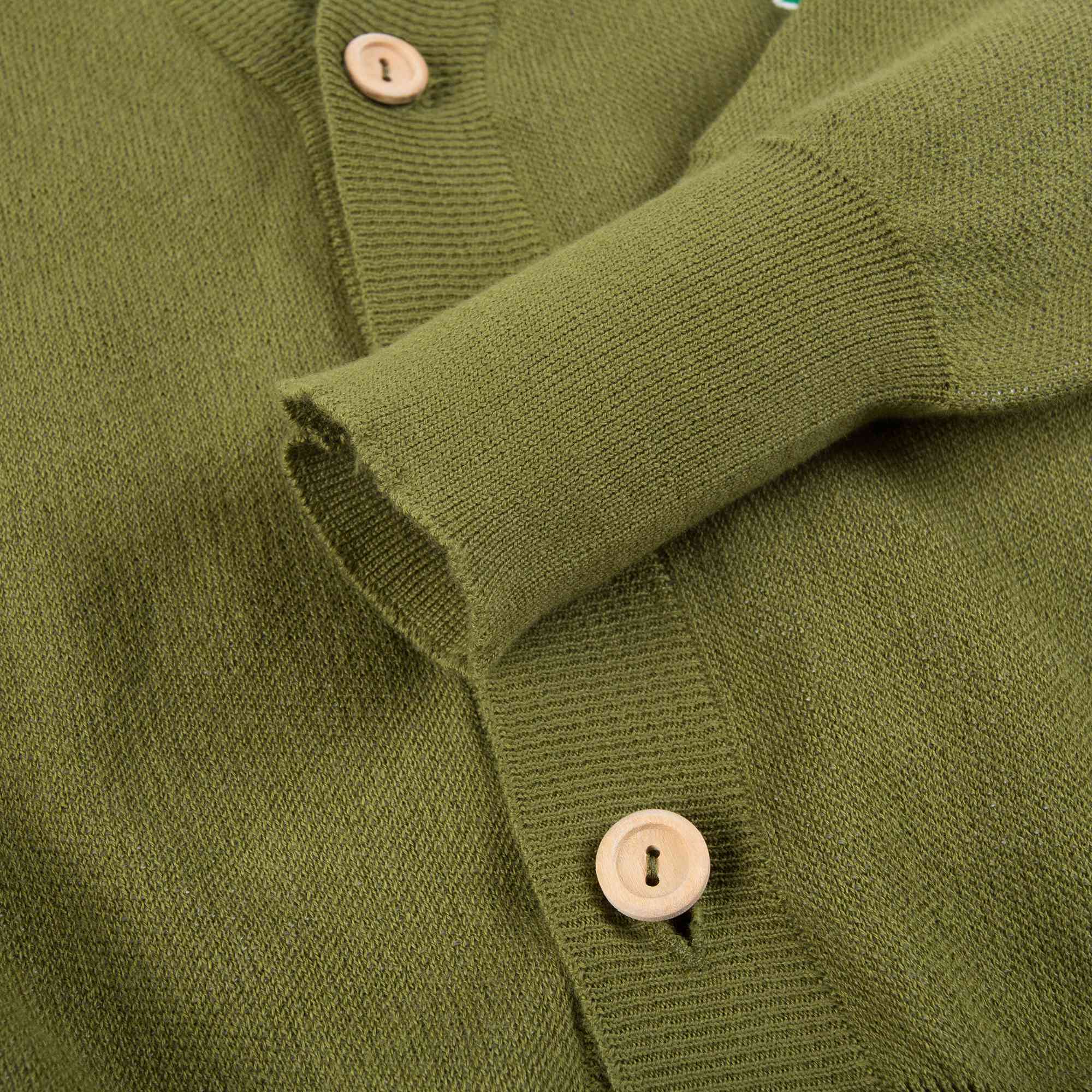 Girls Military Green Cotton Cardingan