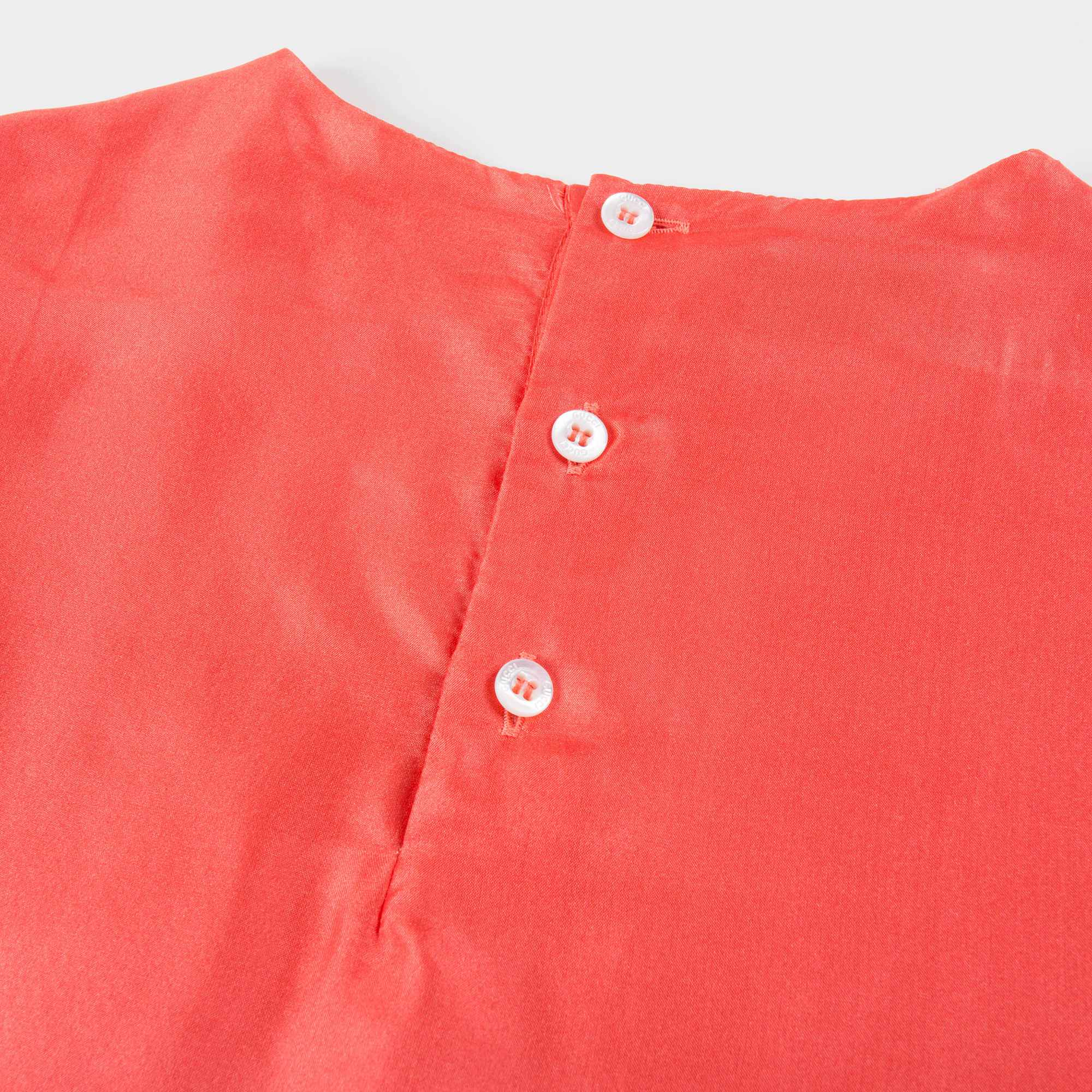 Girls Light Coral Printed Cat Silk Dress