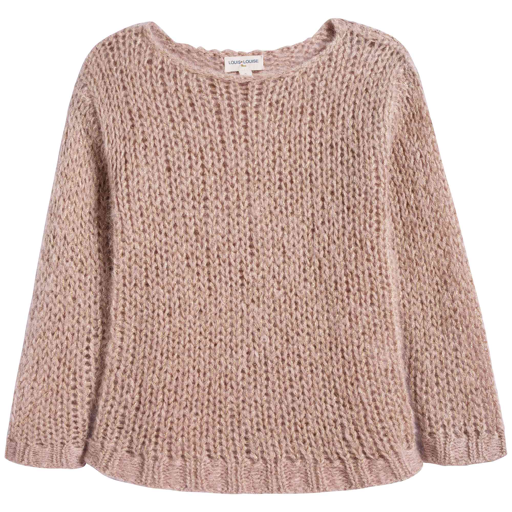 Girls Pink Mohair Gold Lurex Sweater