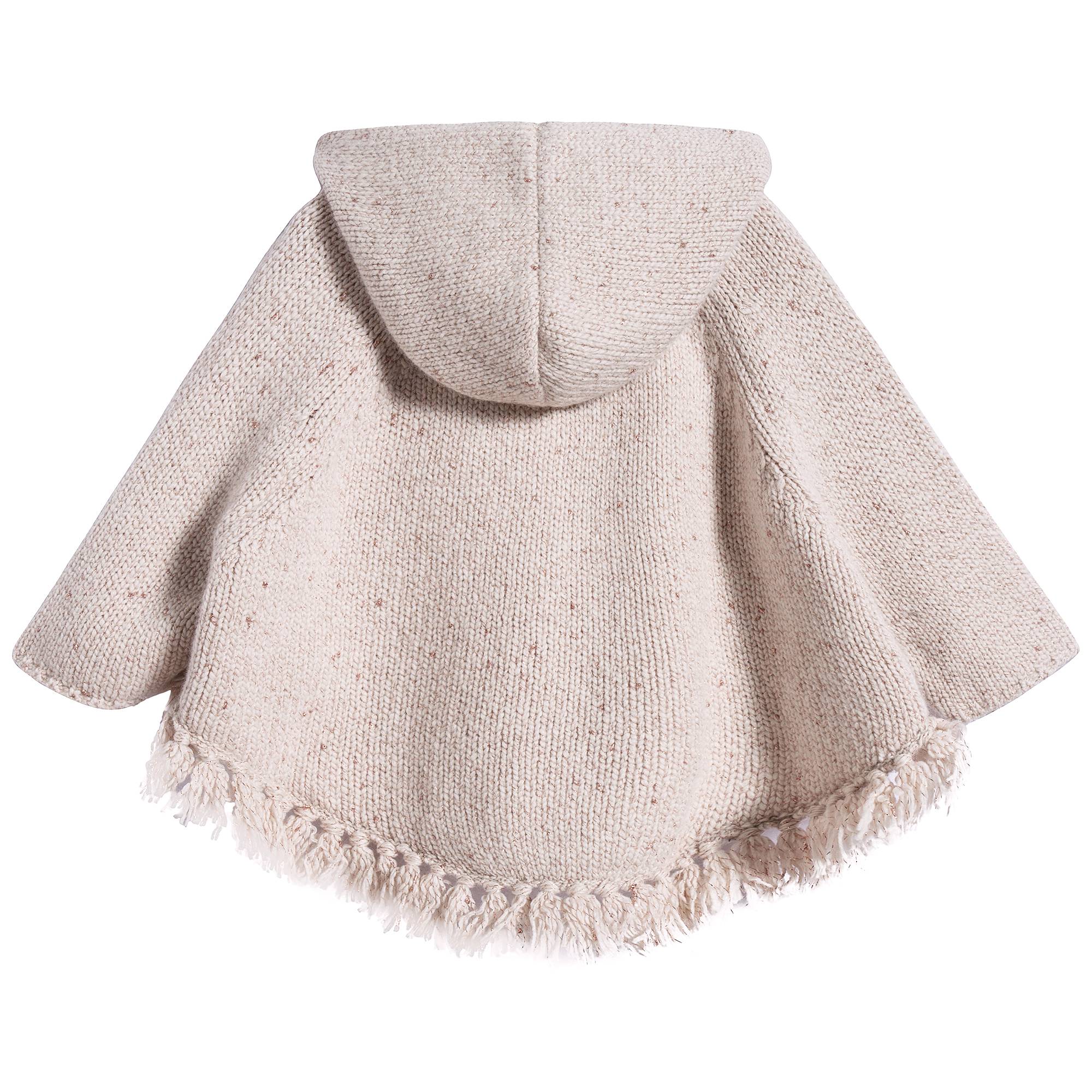 Girls Pink Lurex Knitted Wool Poncho