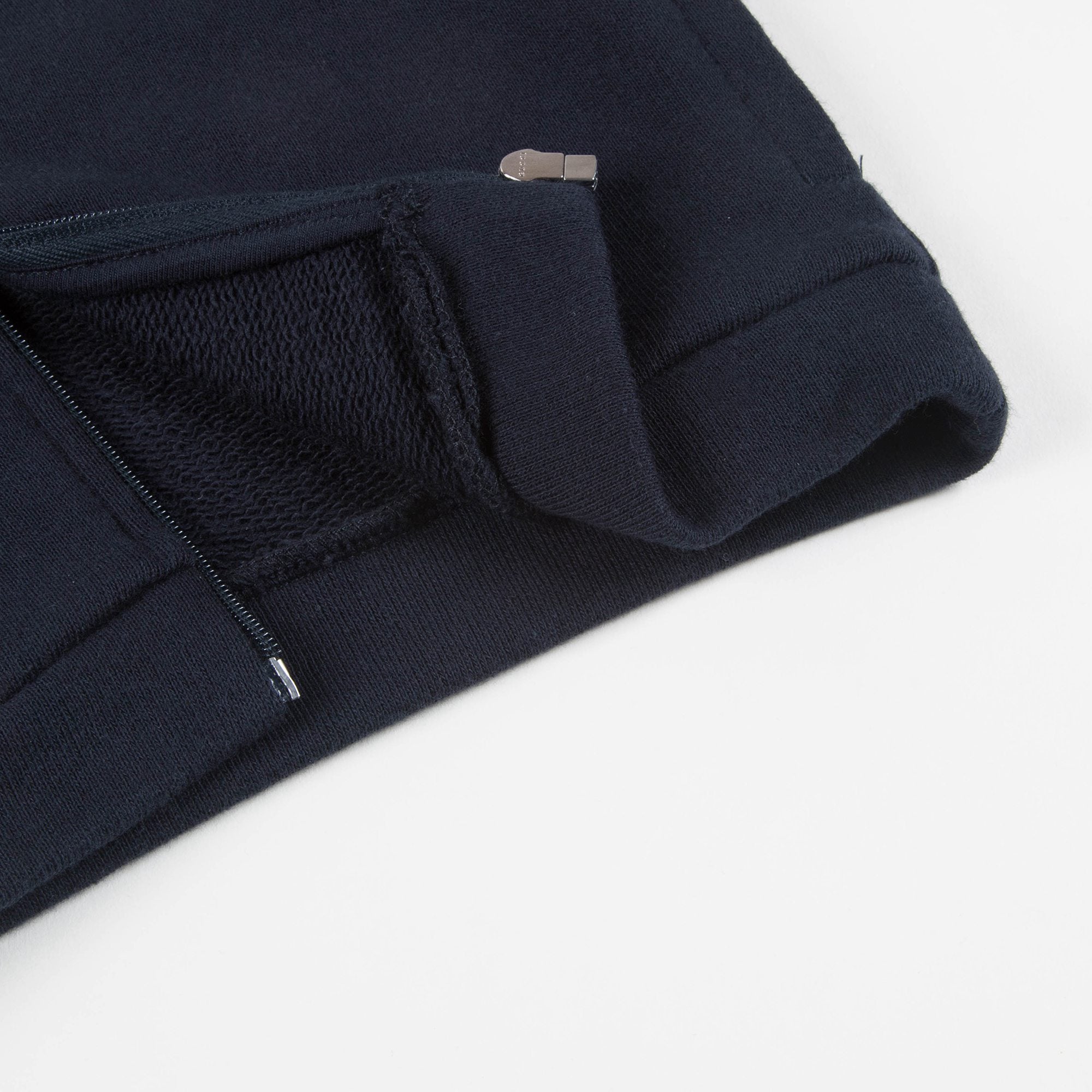 Baby Navy Blue Cotton Zip-up Top