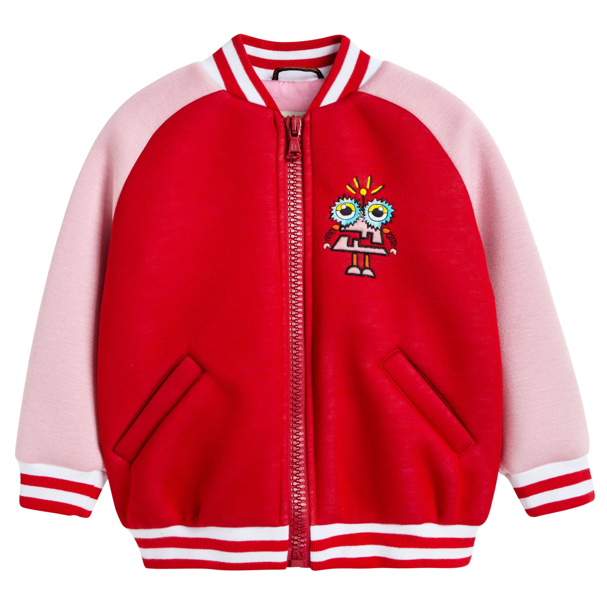 Girls Red Neoprene Varsity Jacket