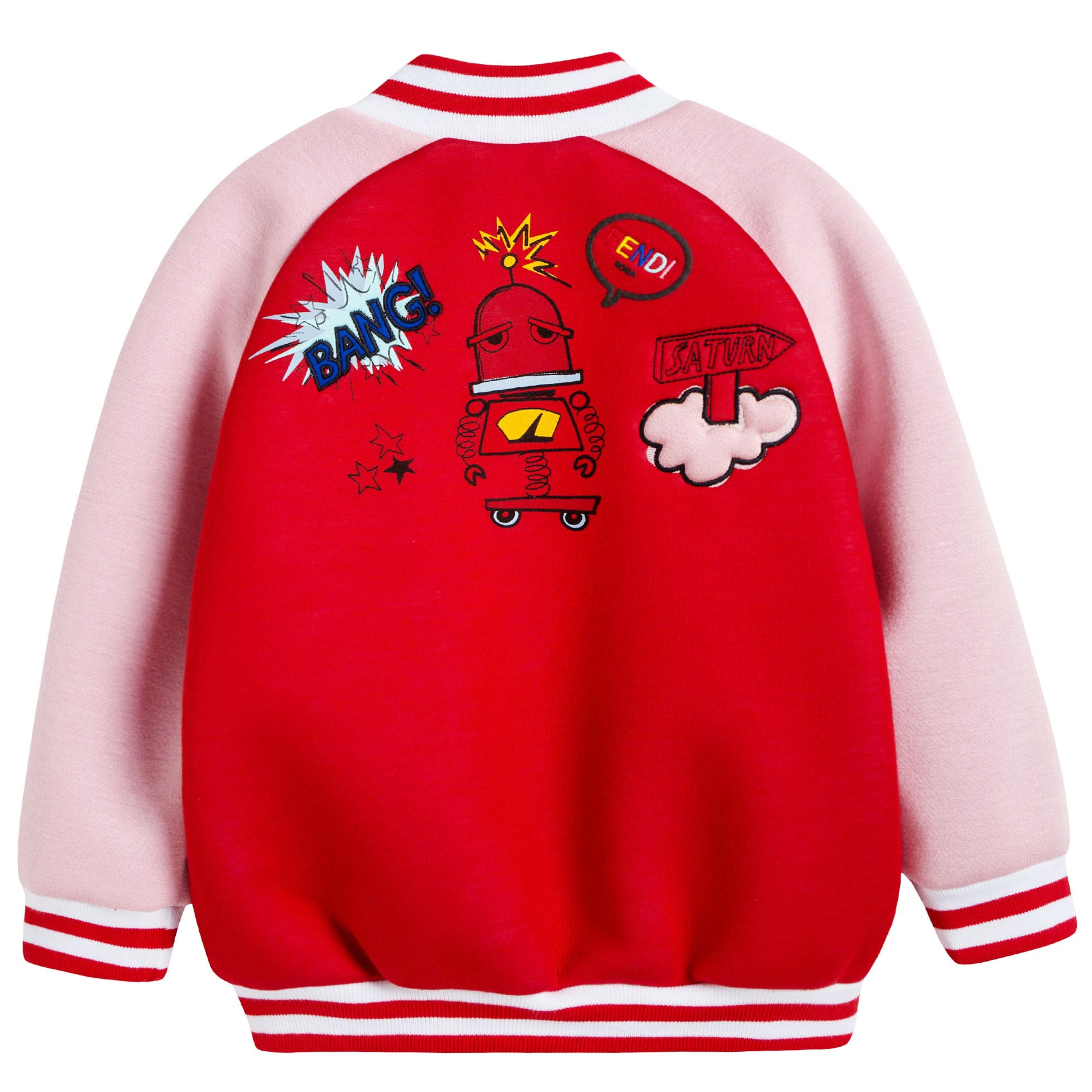 Girls Red Neoprene Varsity Jacket