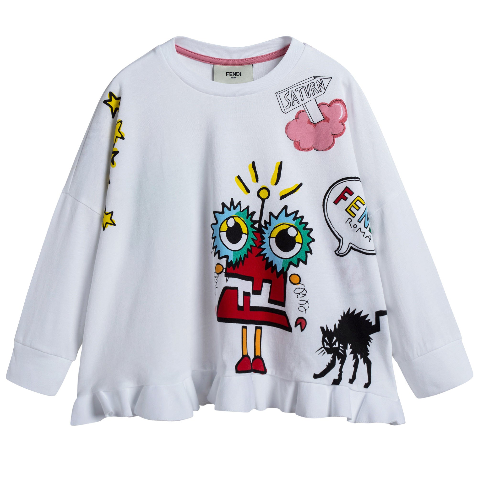 Girls White Comic Print Top