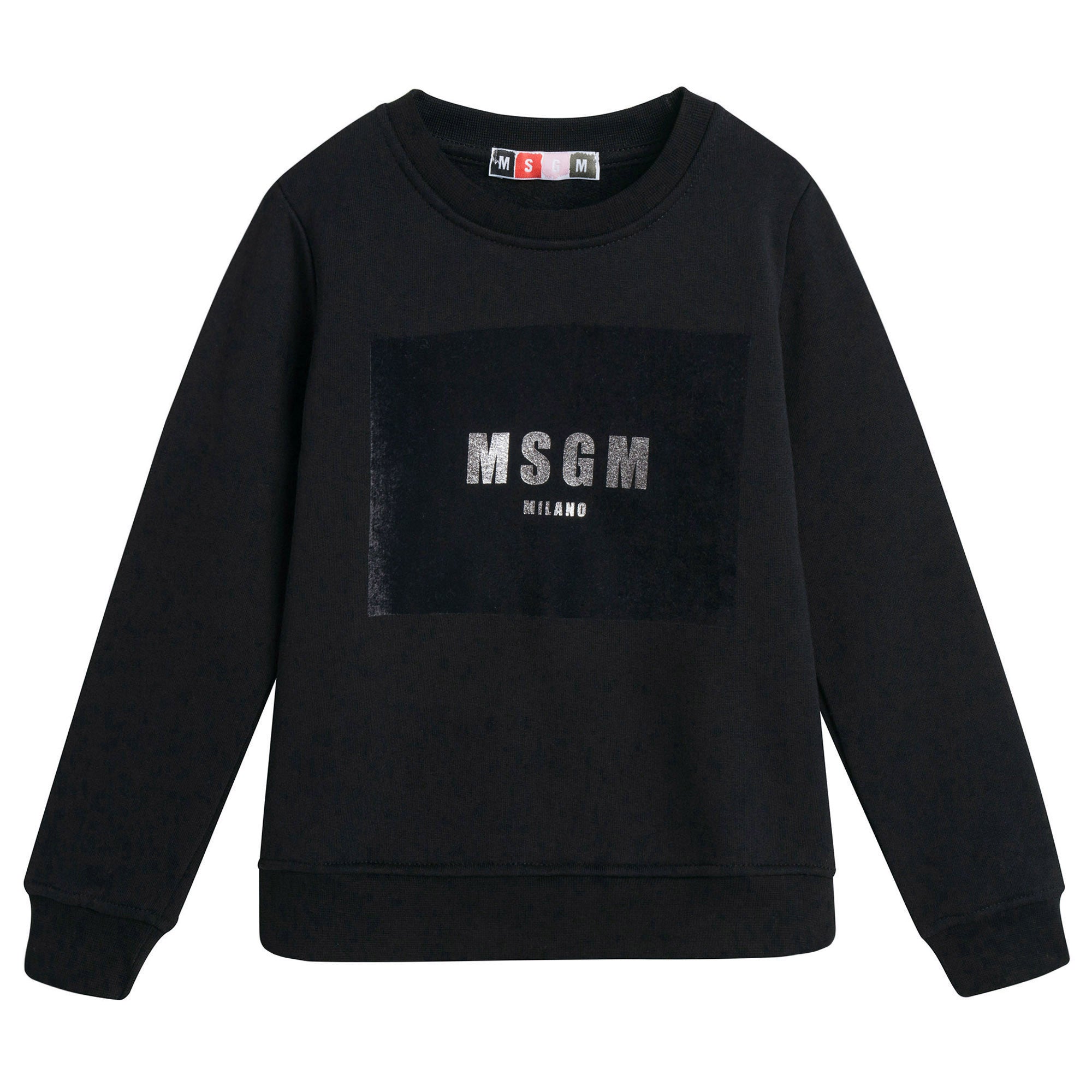 Girls Black Rib Cuffs Cotton Sweatshirt - CÉMAROSE | Children's Fashion Store - 1