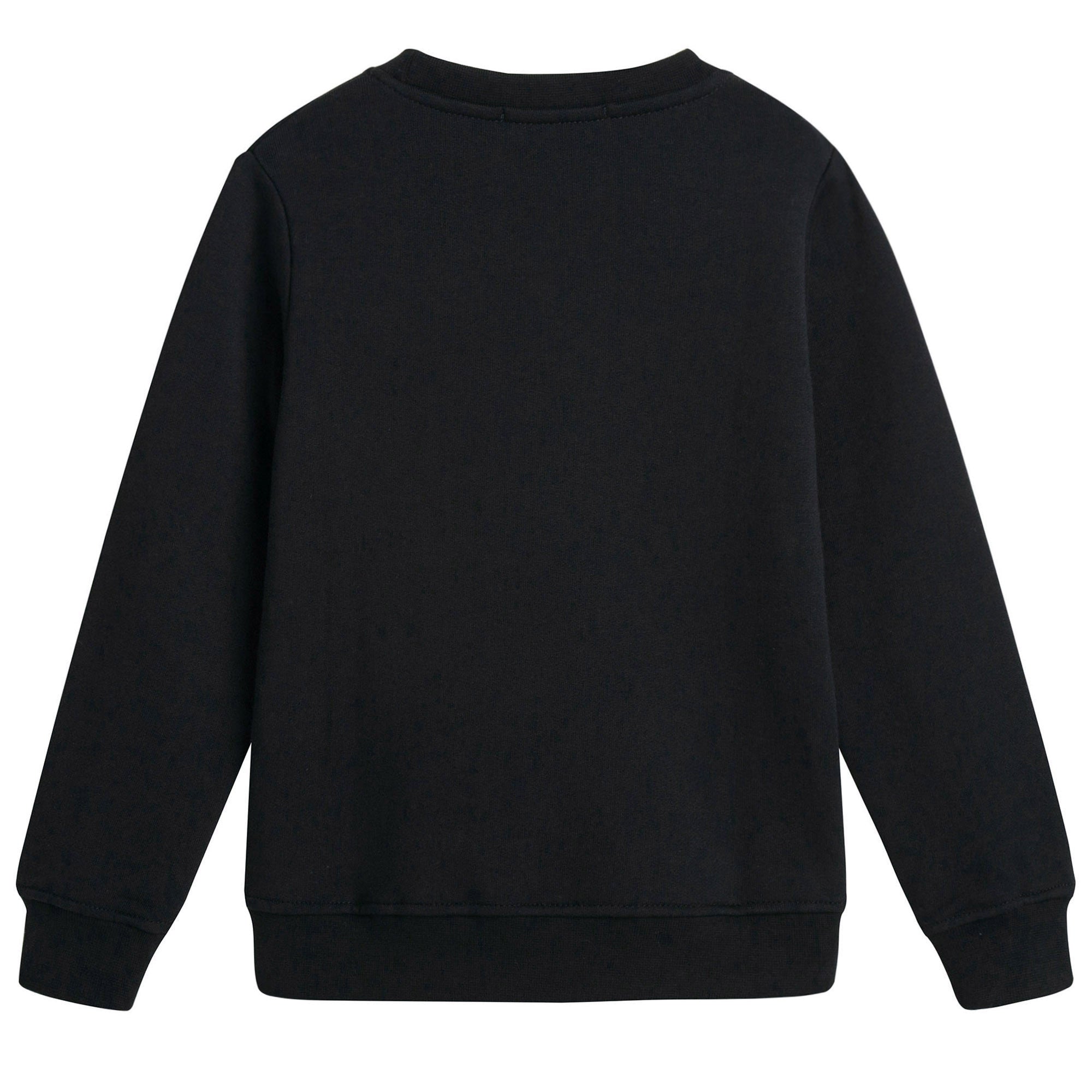 Girls Black Rib Cuffs Cotton Sweatshirt - CÉMAROSE | Children's Fashion Store - 2