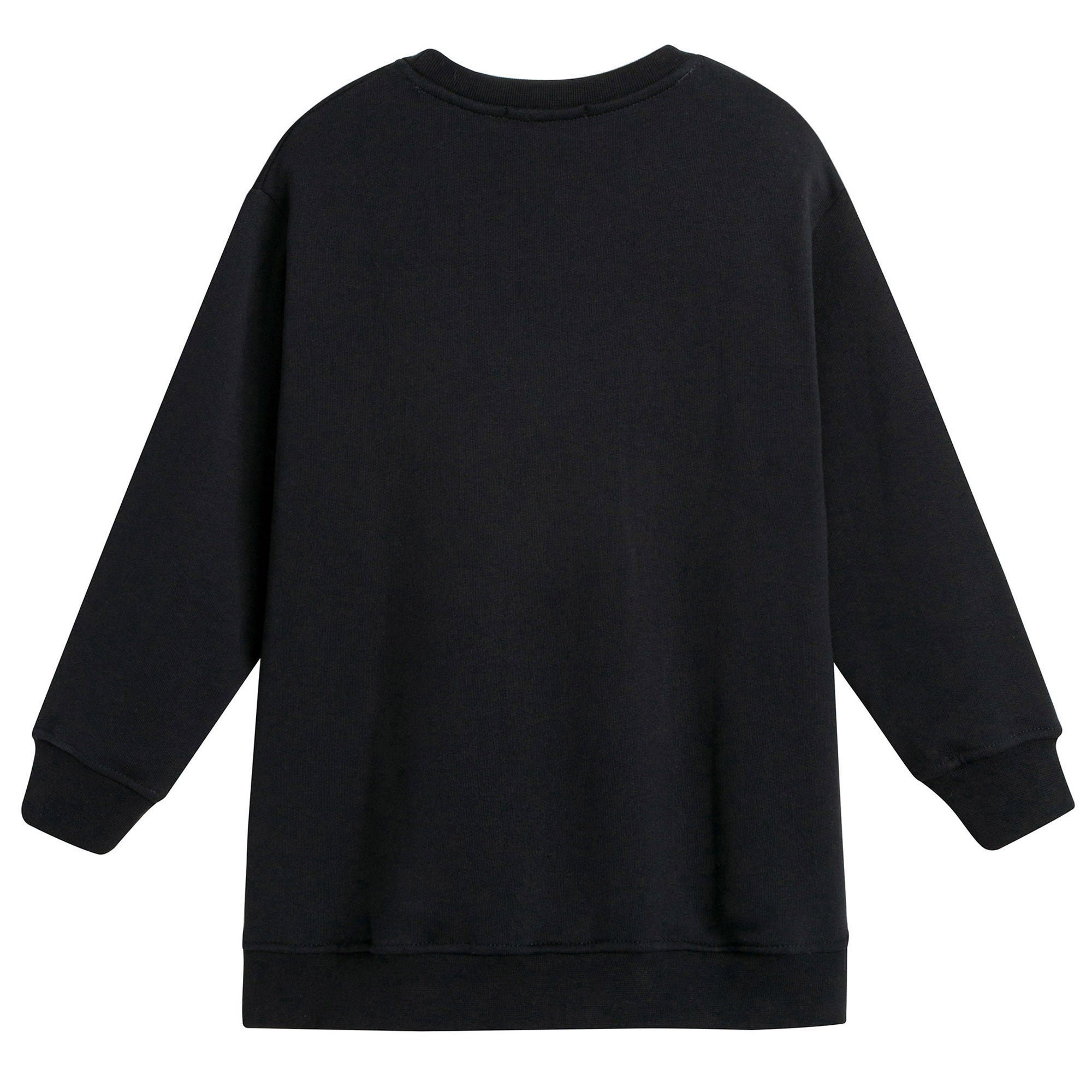 Girls Black Rib Cuffs Cotton Maxi Sweatshirt - CÉMAROSE | Children's Fashion Store - 2