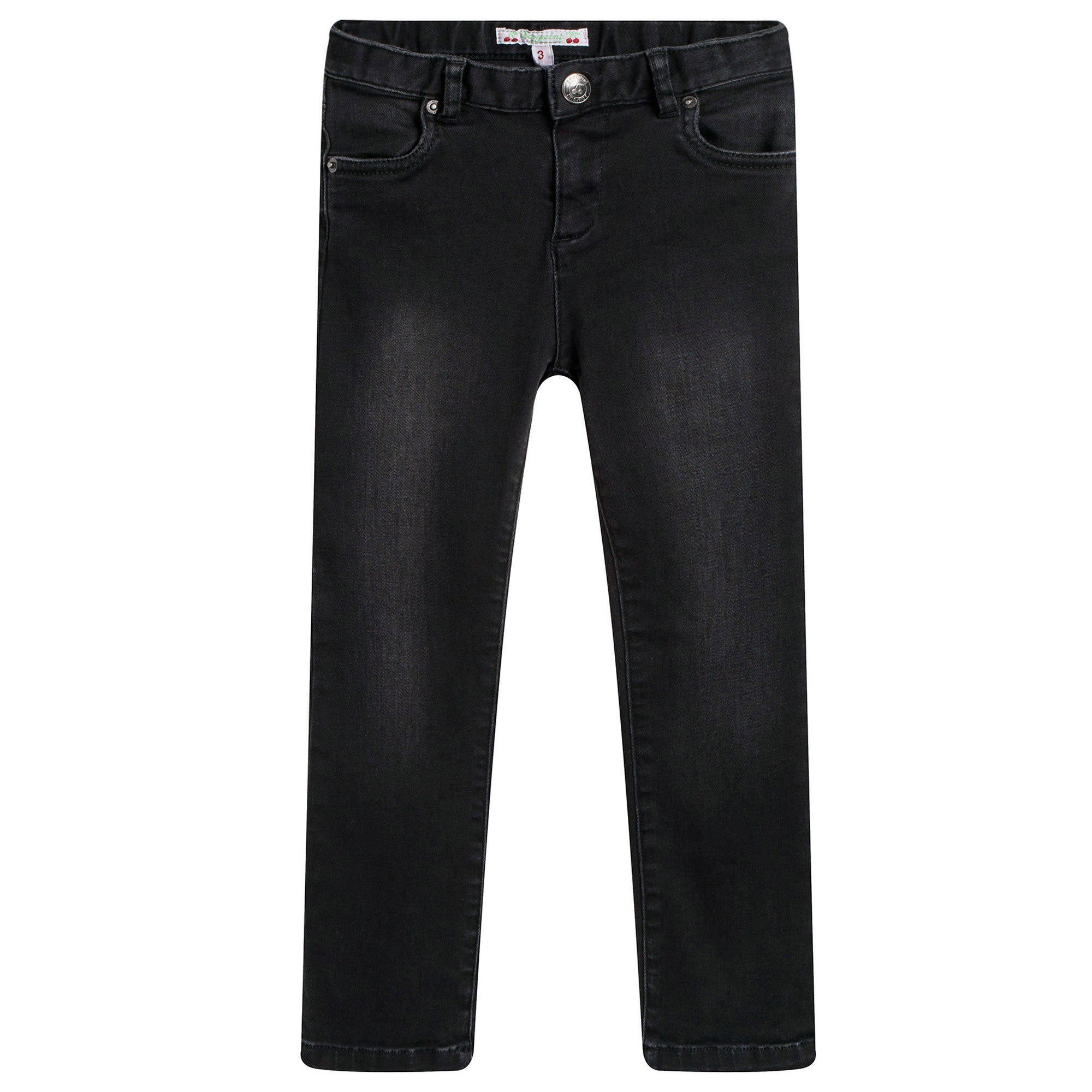 Girls Black Cotton Jersey Jeans - CÉMAROSE | Children's Fashion Store - 1