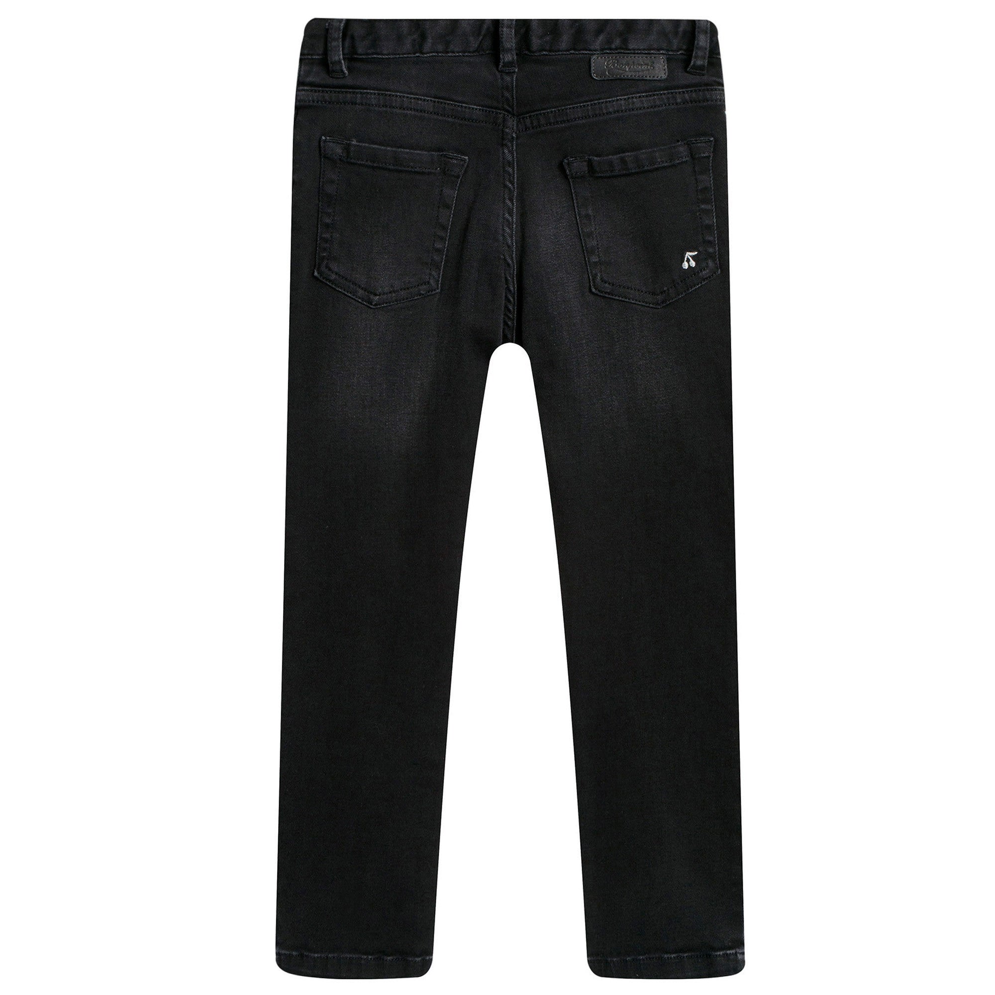 Girls Black Cotton Jersey Jeans - CÉMAROSE | Children's Fashion Store - 2