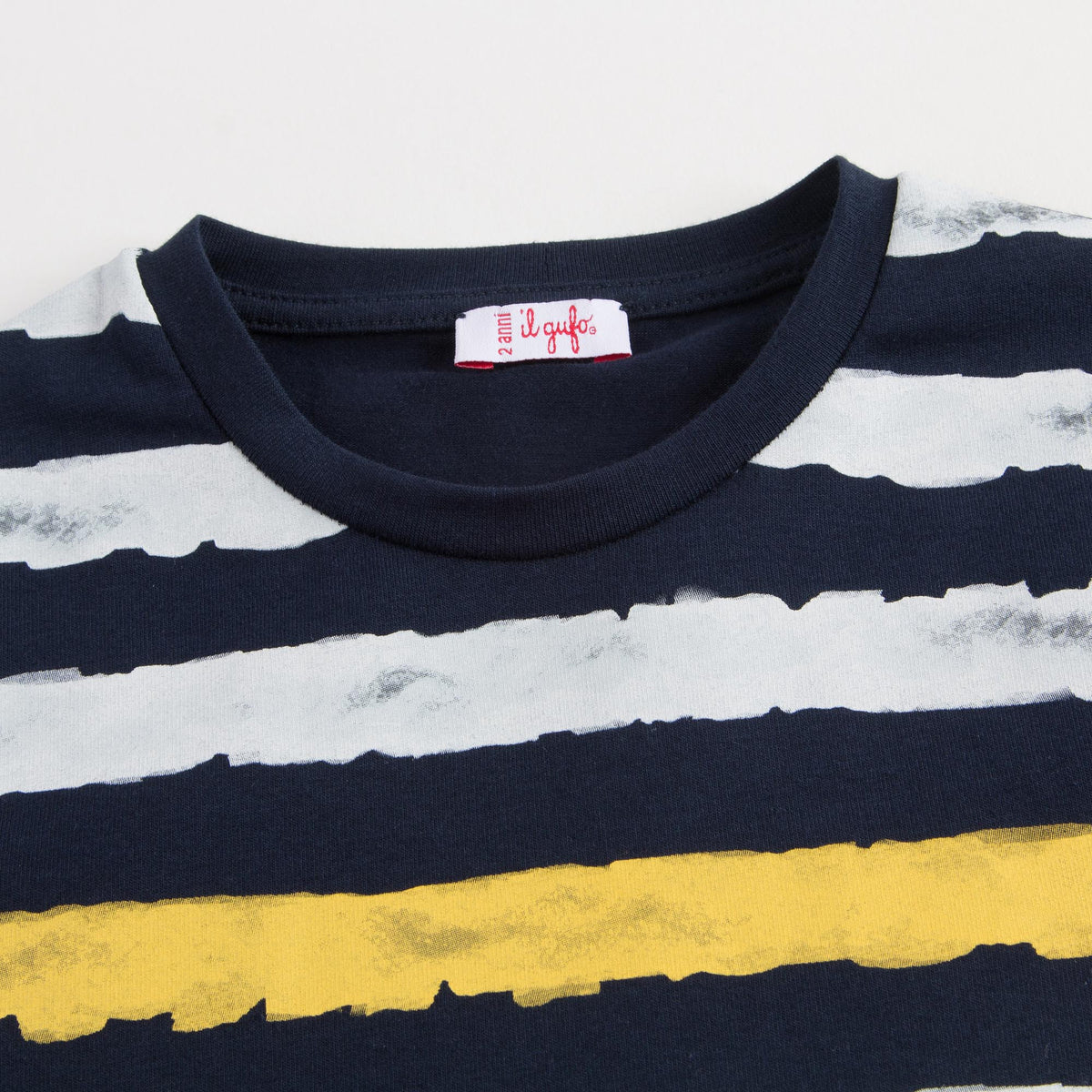 T-shirt à rayures bleu foncé et blanc pour garçons
