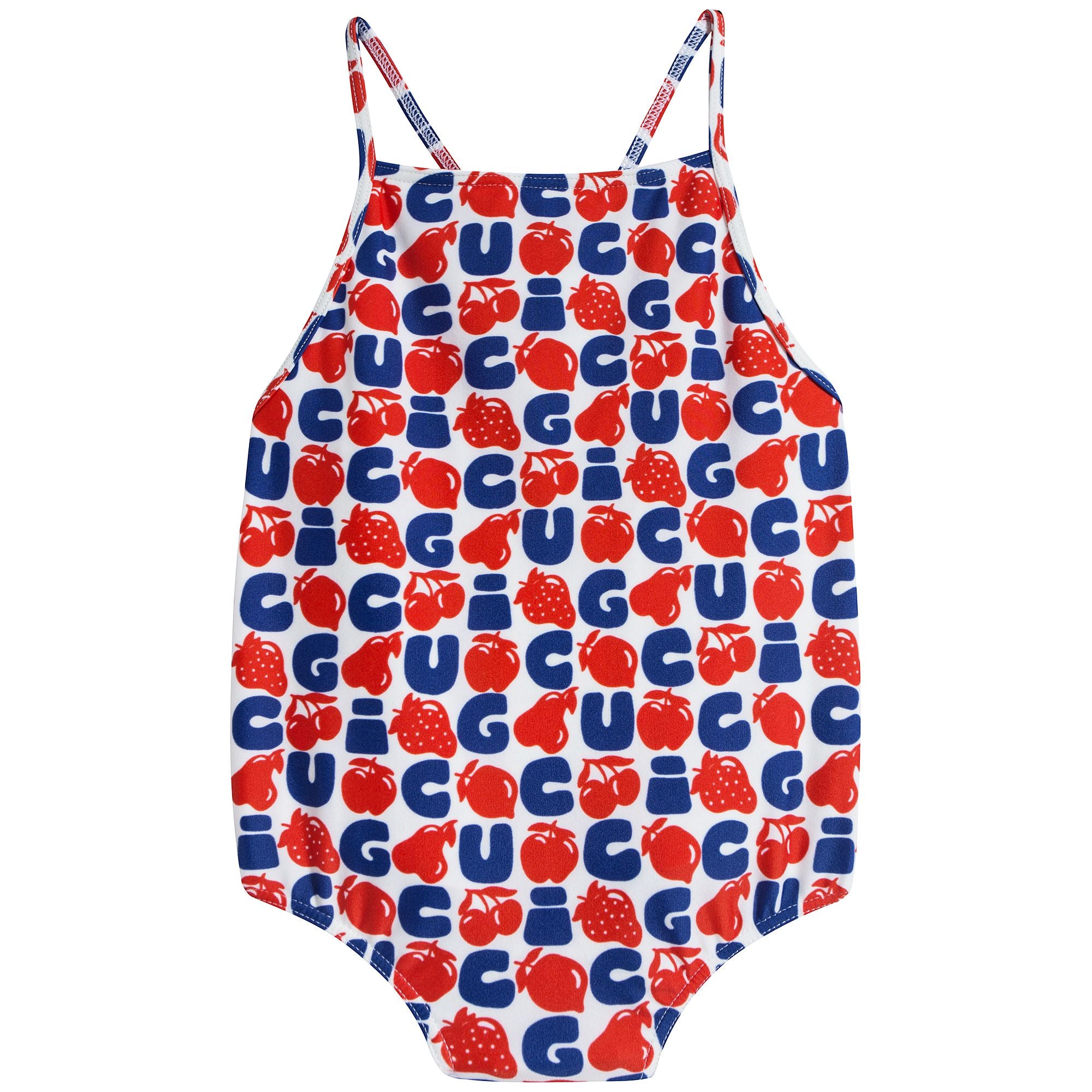 Baby Girls Red & Blue Logo Swimsuit