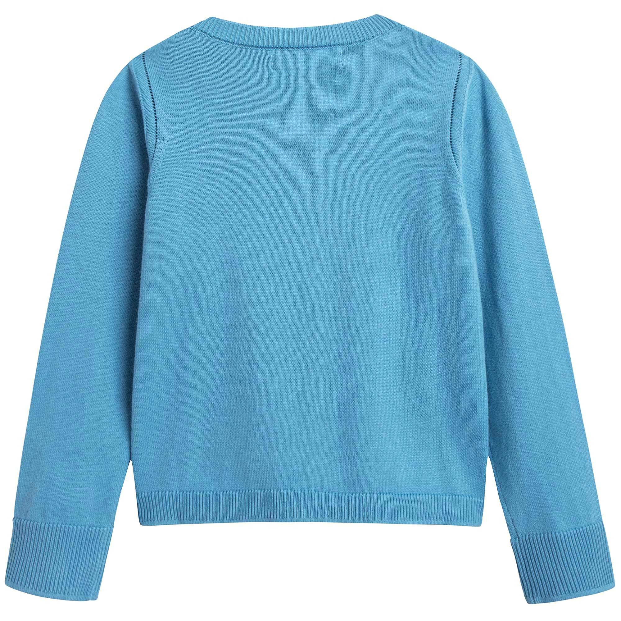 Girls Pewter Blue Cotton Cardigan