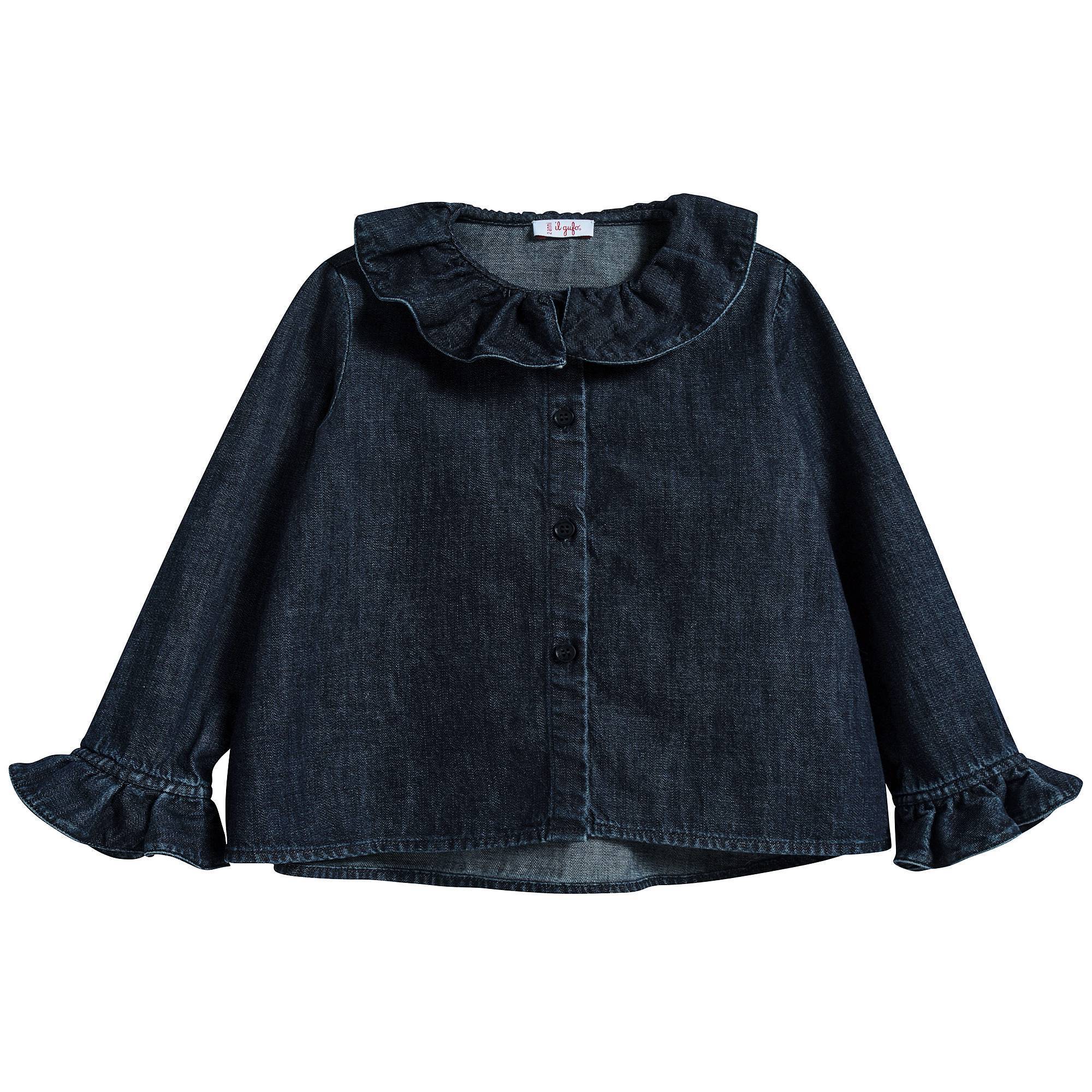 Girls Dark Blue Cotton Shirt