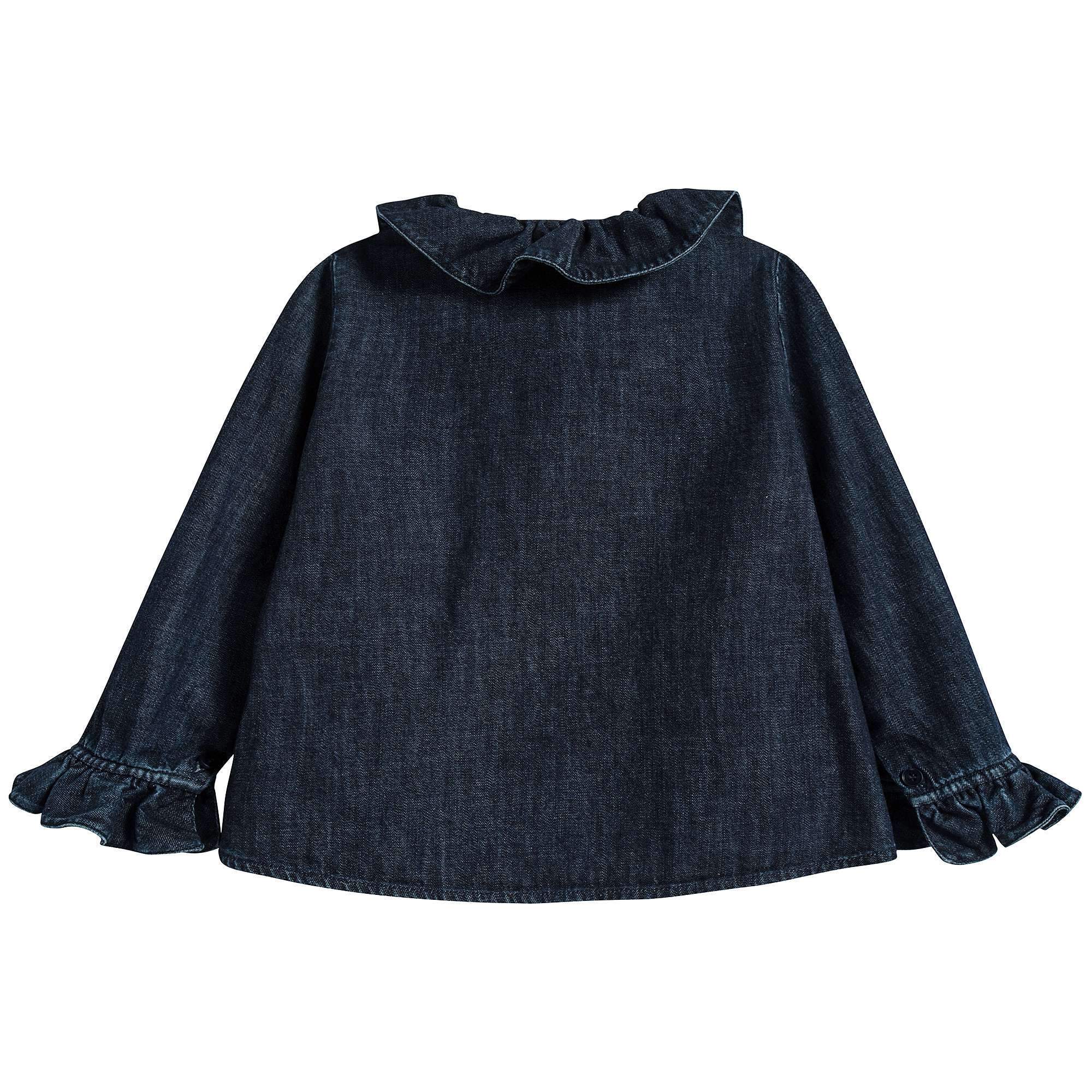 Girls Dark Blue Cotton Shirt