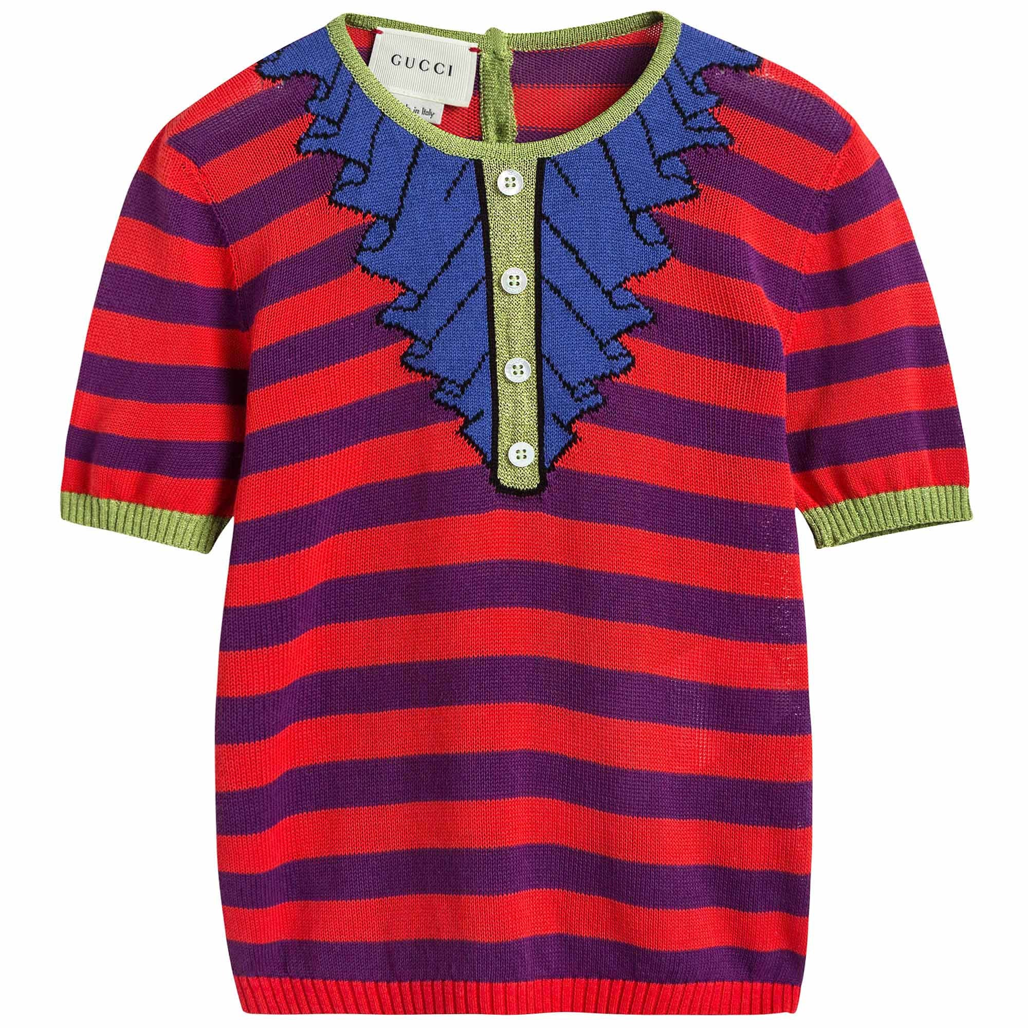 Girls Blue & Red Striped Top
