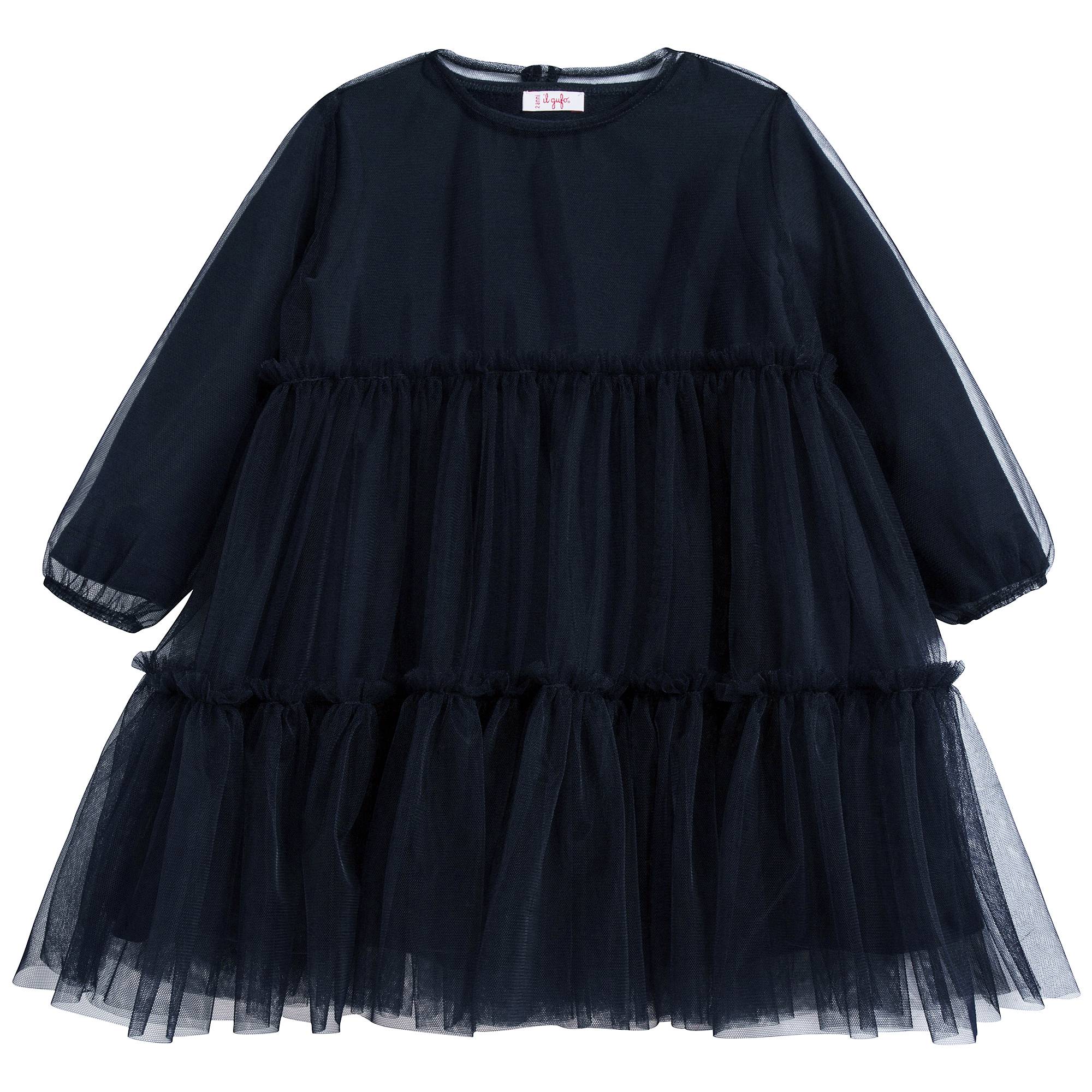 Girls Navy Blue Cotton Dress