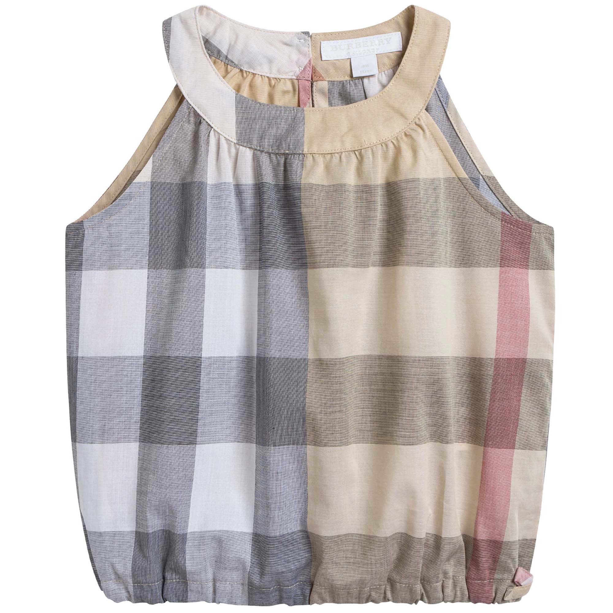 Baby Girls Beige Check Sleeveless Top