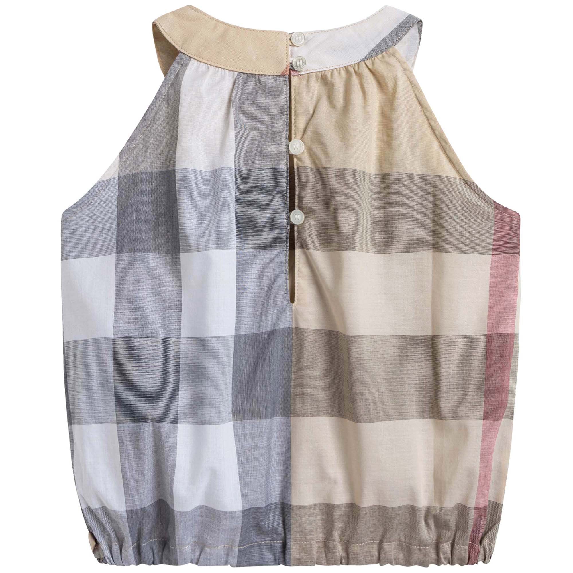 Baby Girls Beige Check Sleeveless Top