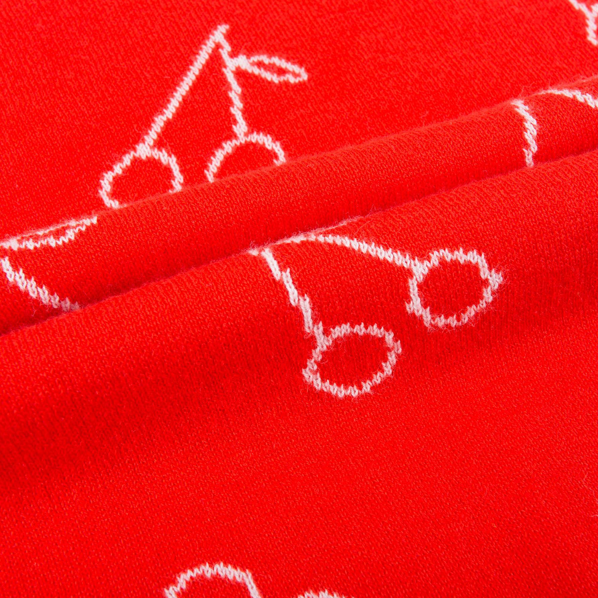 T-shirt tricoté rouge cerises blanches pour bébé fille