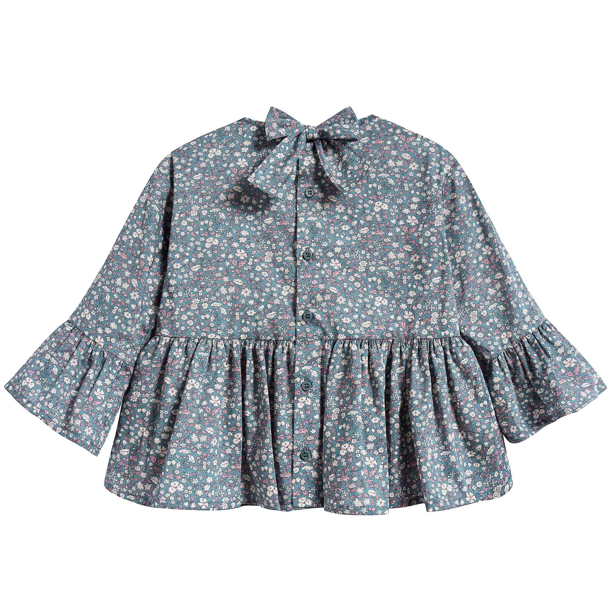 Girls Sage Green Cotton Shirt
