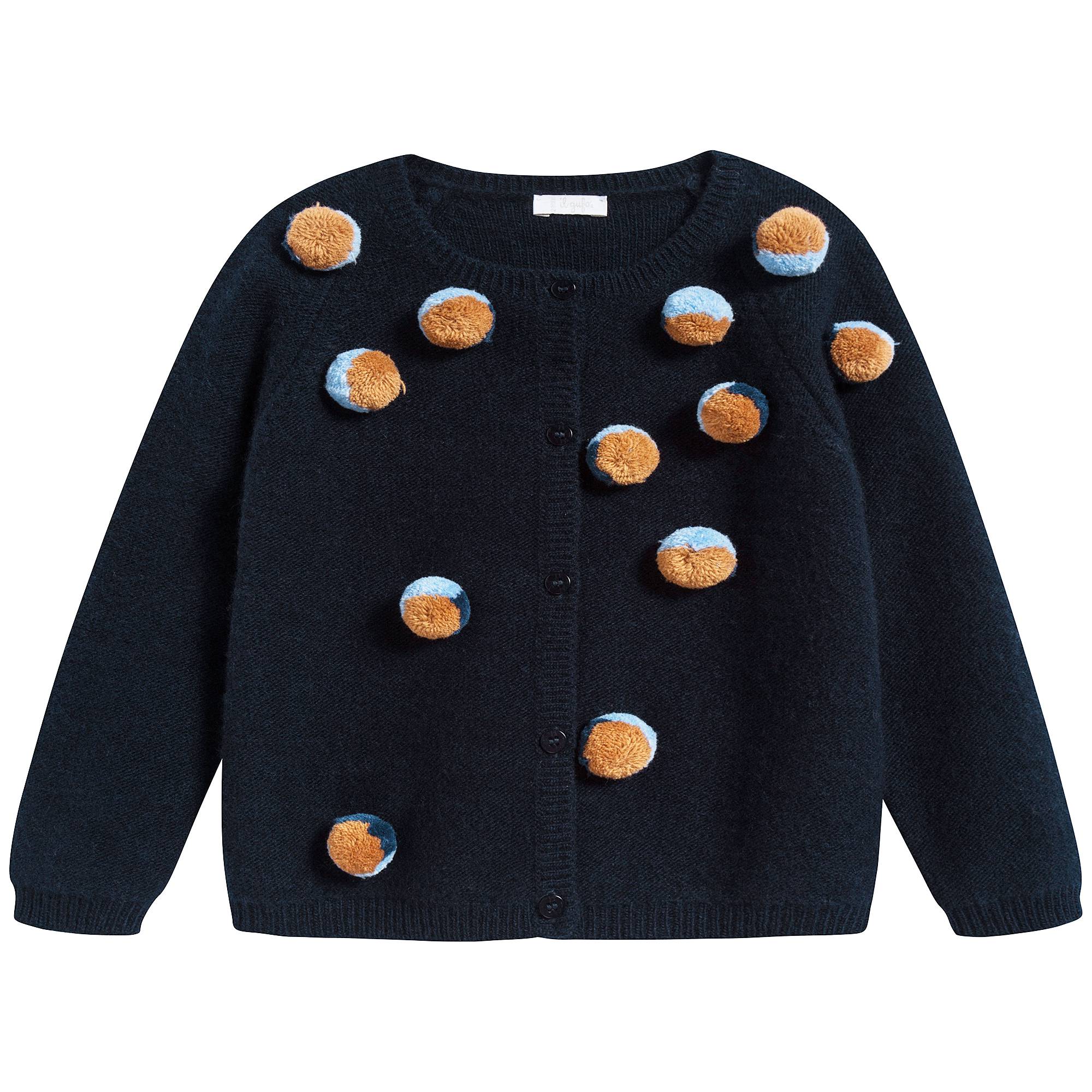 Girls Navy Blue Wool Cardigan
