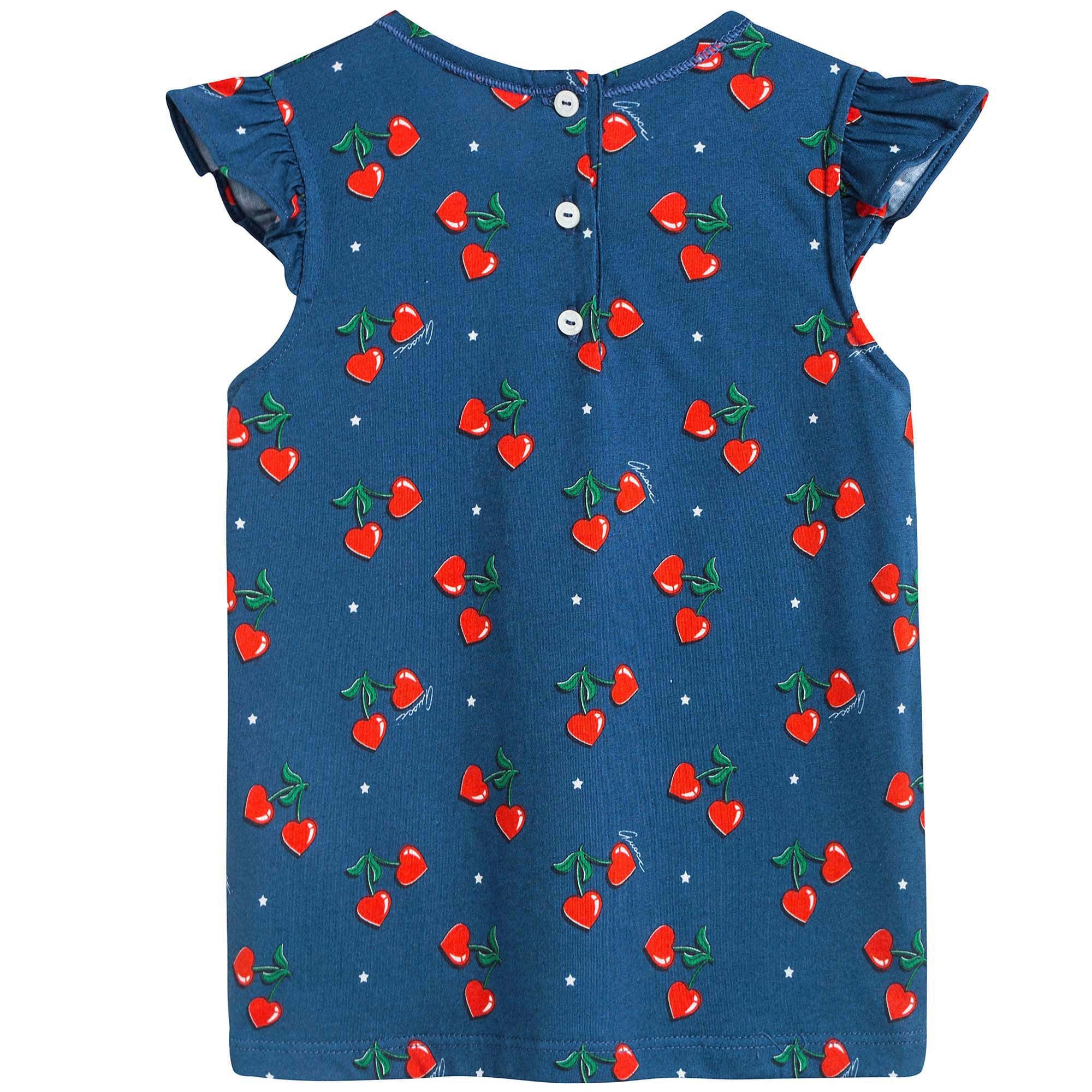 Baby Girls Navy Blue Heart Cherry Top
