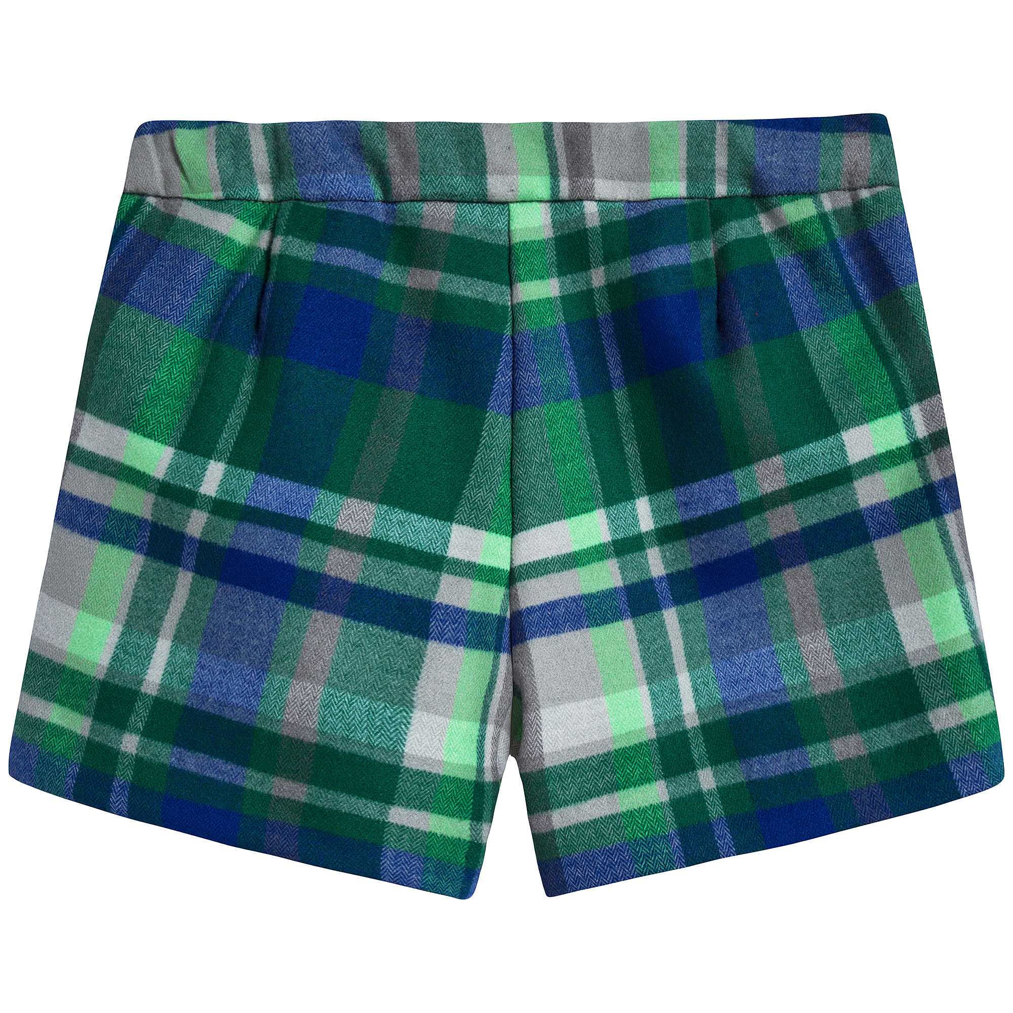 Girls Apple Green Check Cotton Shorts