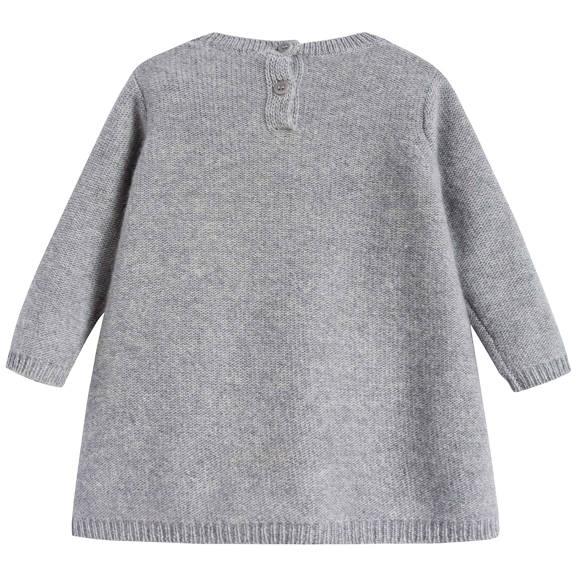 Baby Girls Grey With Pom-Pom Wool Dress