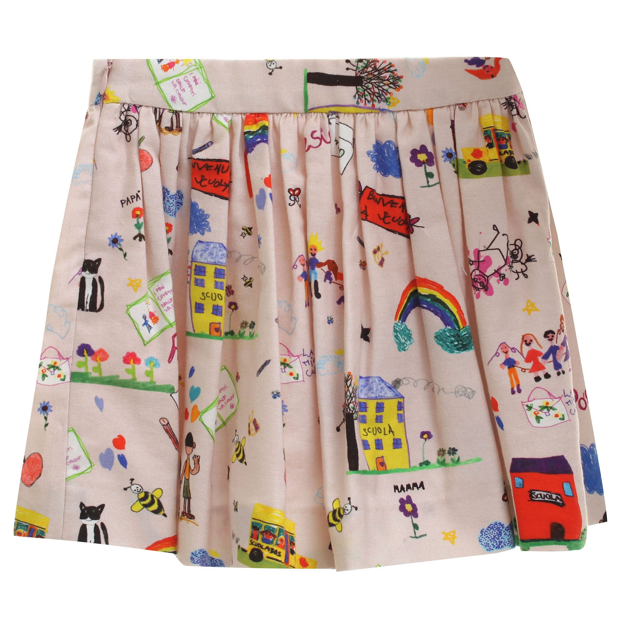 Girls Pink Cotton Skirt With Multicolor Print Trims - CÉMAROSE | Children's Fashion Store - 2