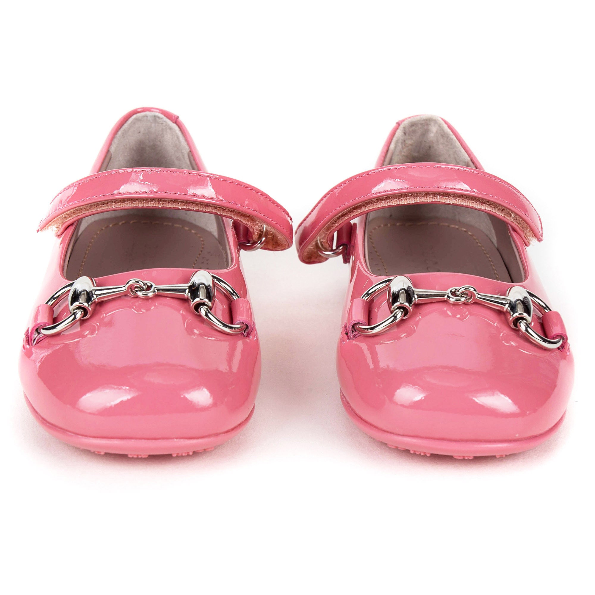 Girls Pink Patent Leather Horsebit Shoes