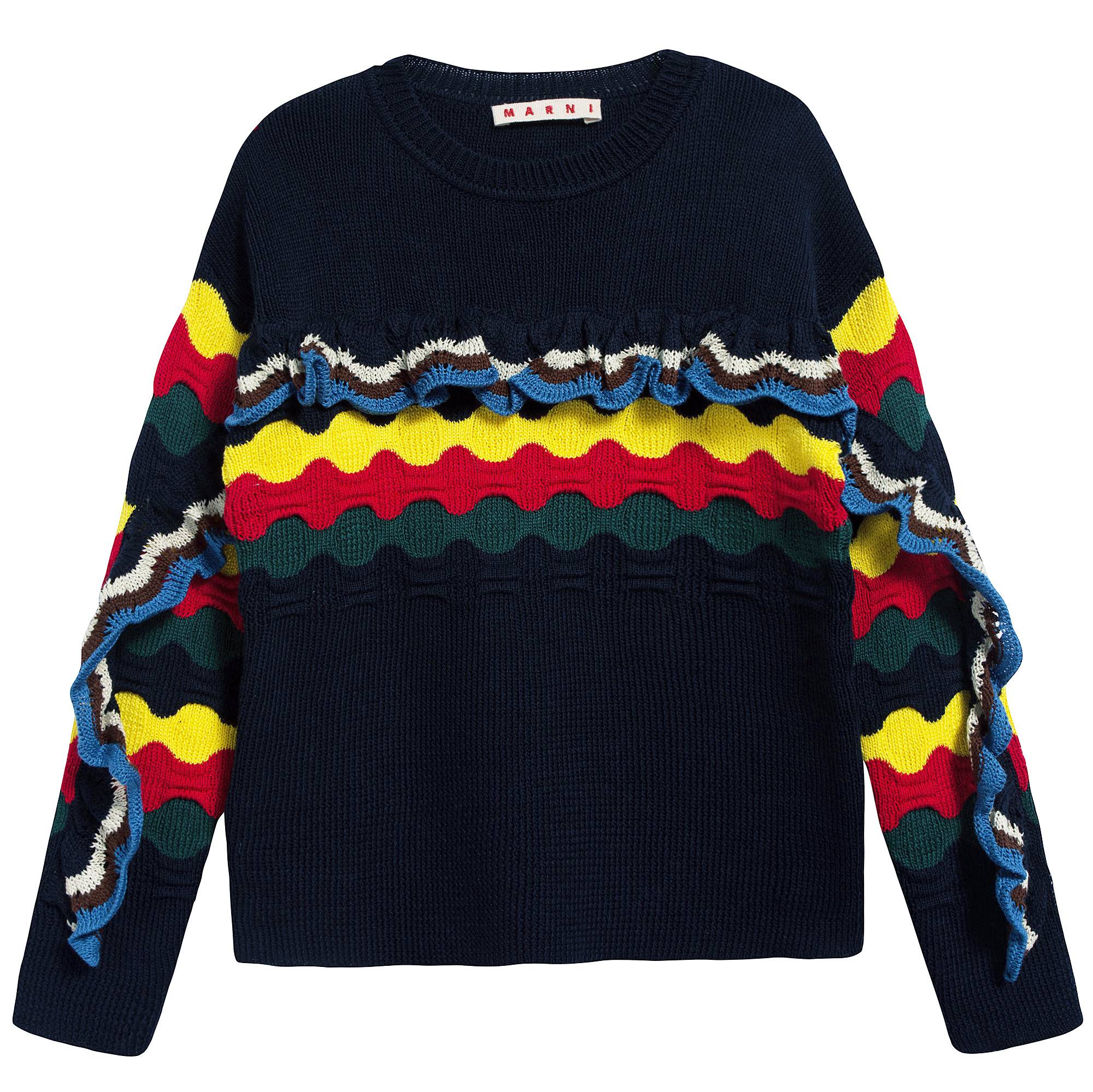 Girls Navy Blue Cotton Knitwear