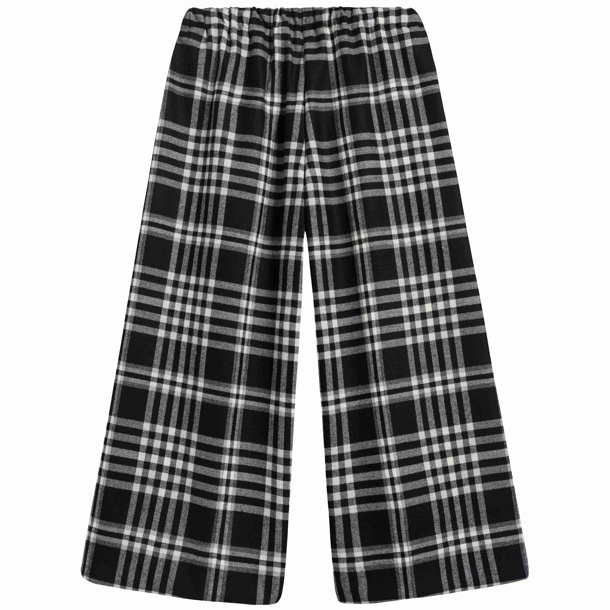 Girls Black Check Straight Trousers
