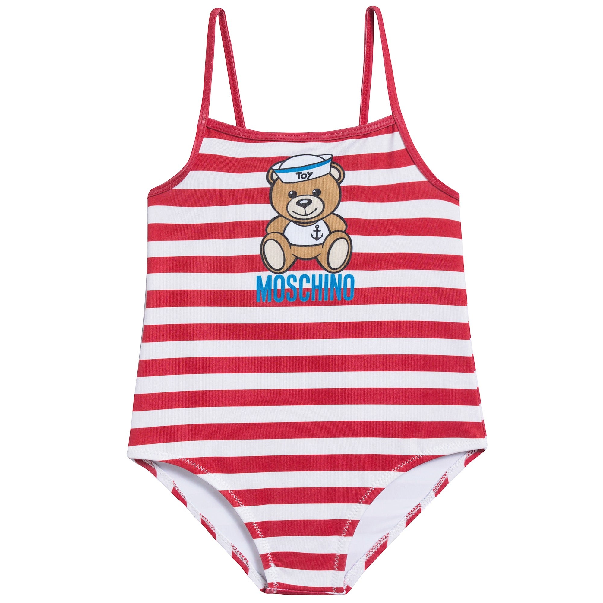 Girls Red Striped Bathing Suit