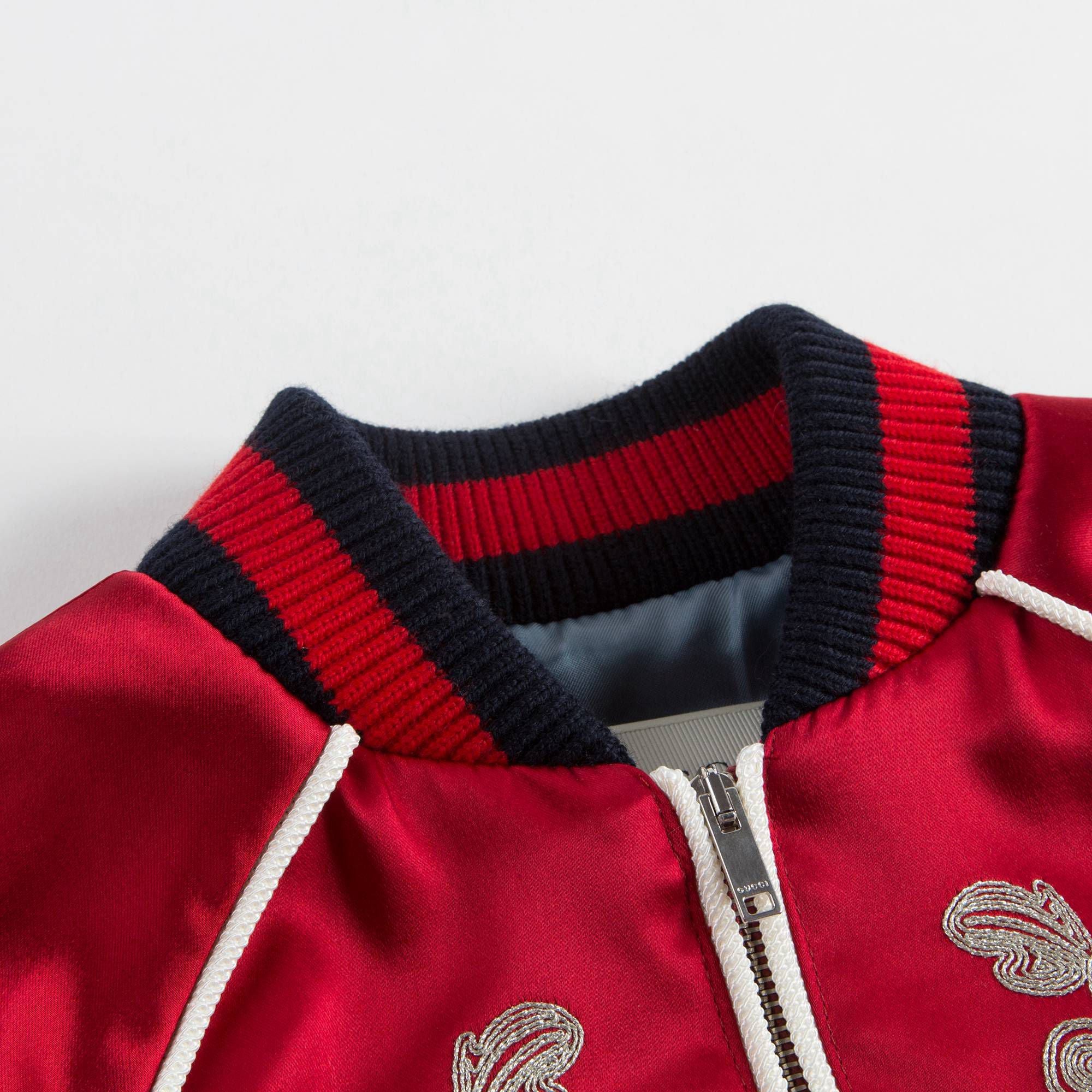 Girls Red Satin Bomber Jacket
