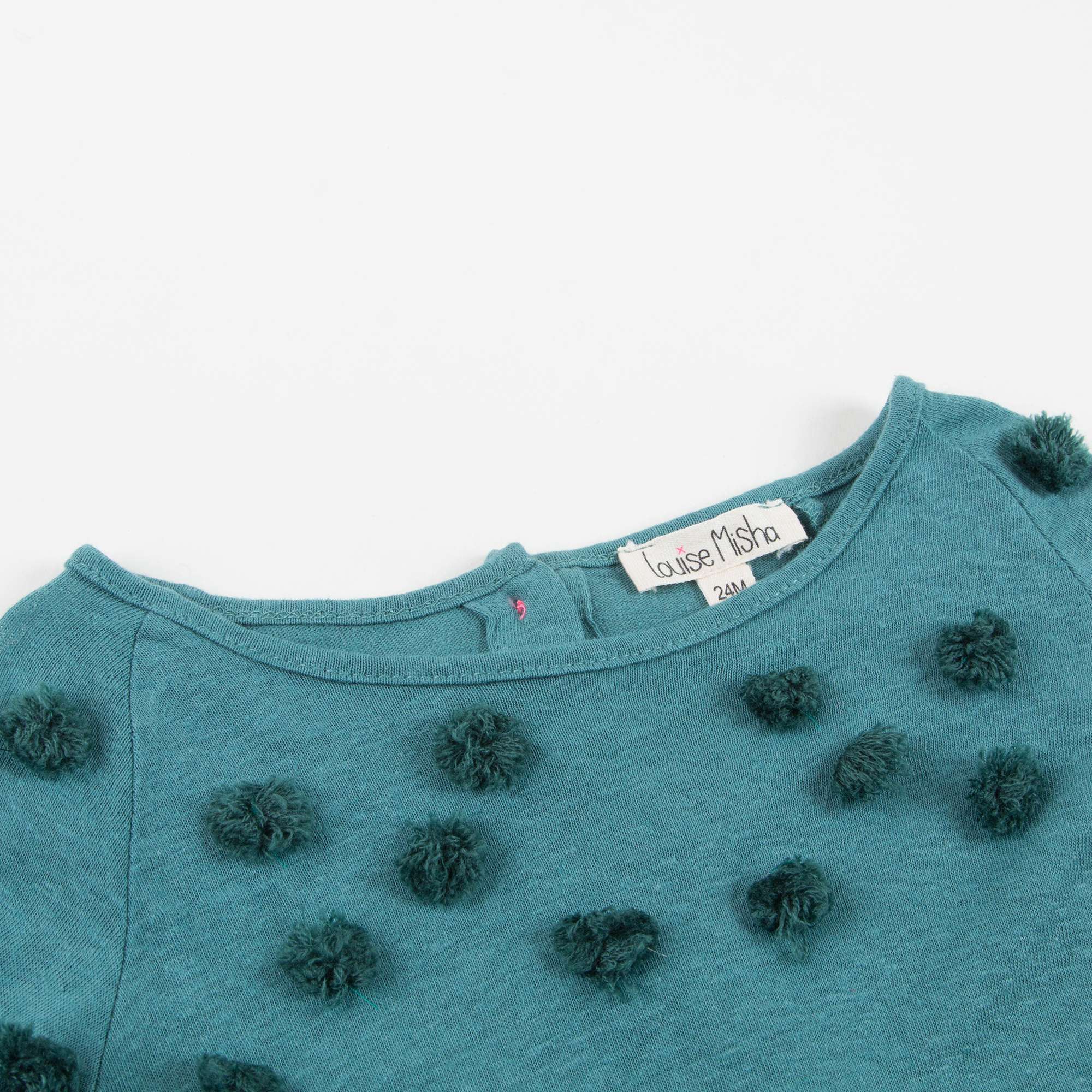 Girls Peacock Blue Cotton T-shirt