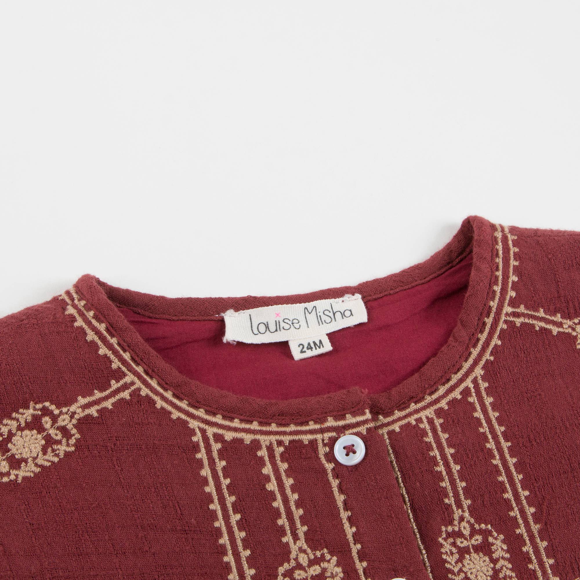 Girls Wine Red "Ourika" Cotton Dress